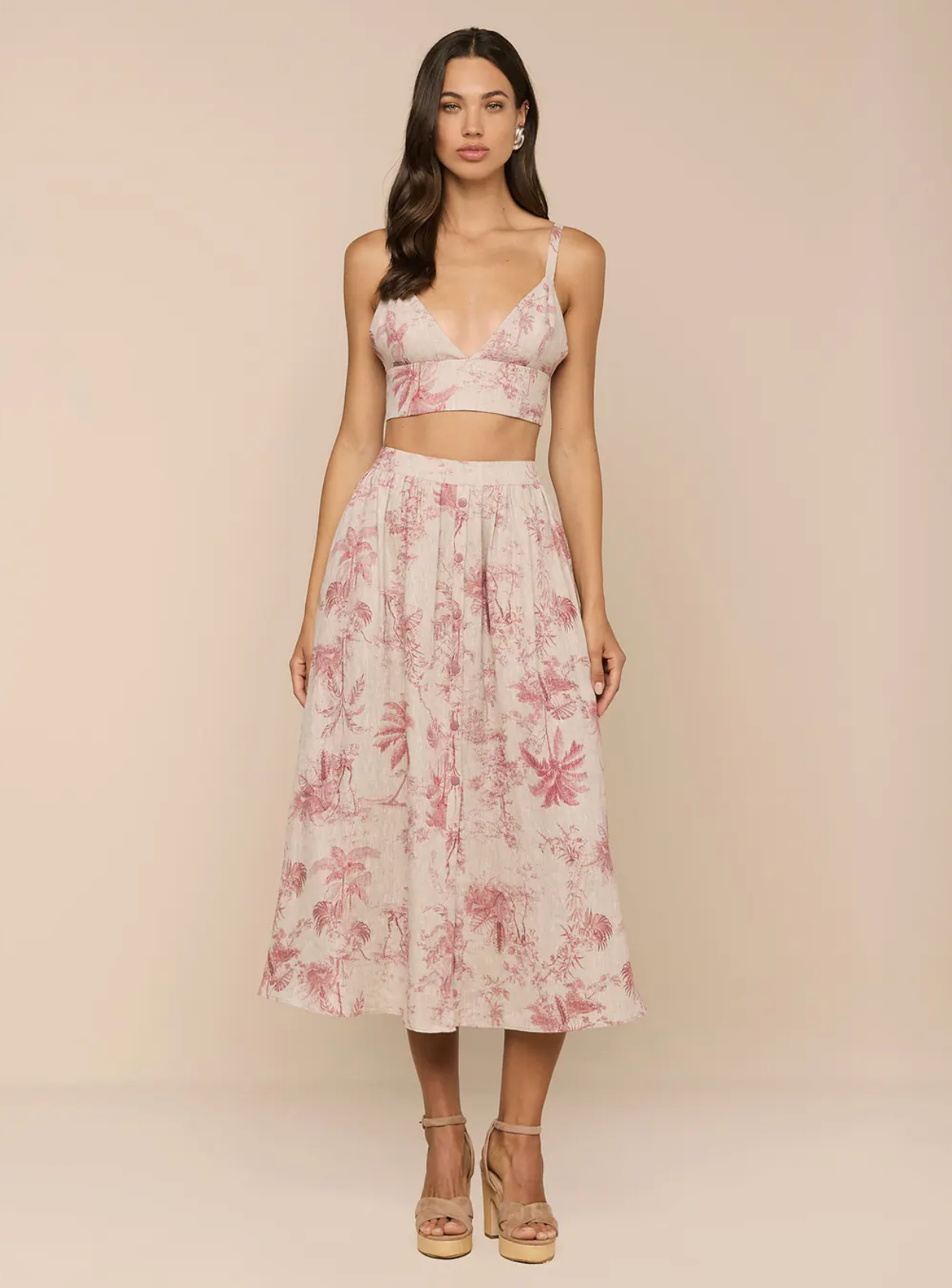 Seina Front Placket Midi Skirt