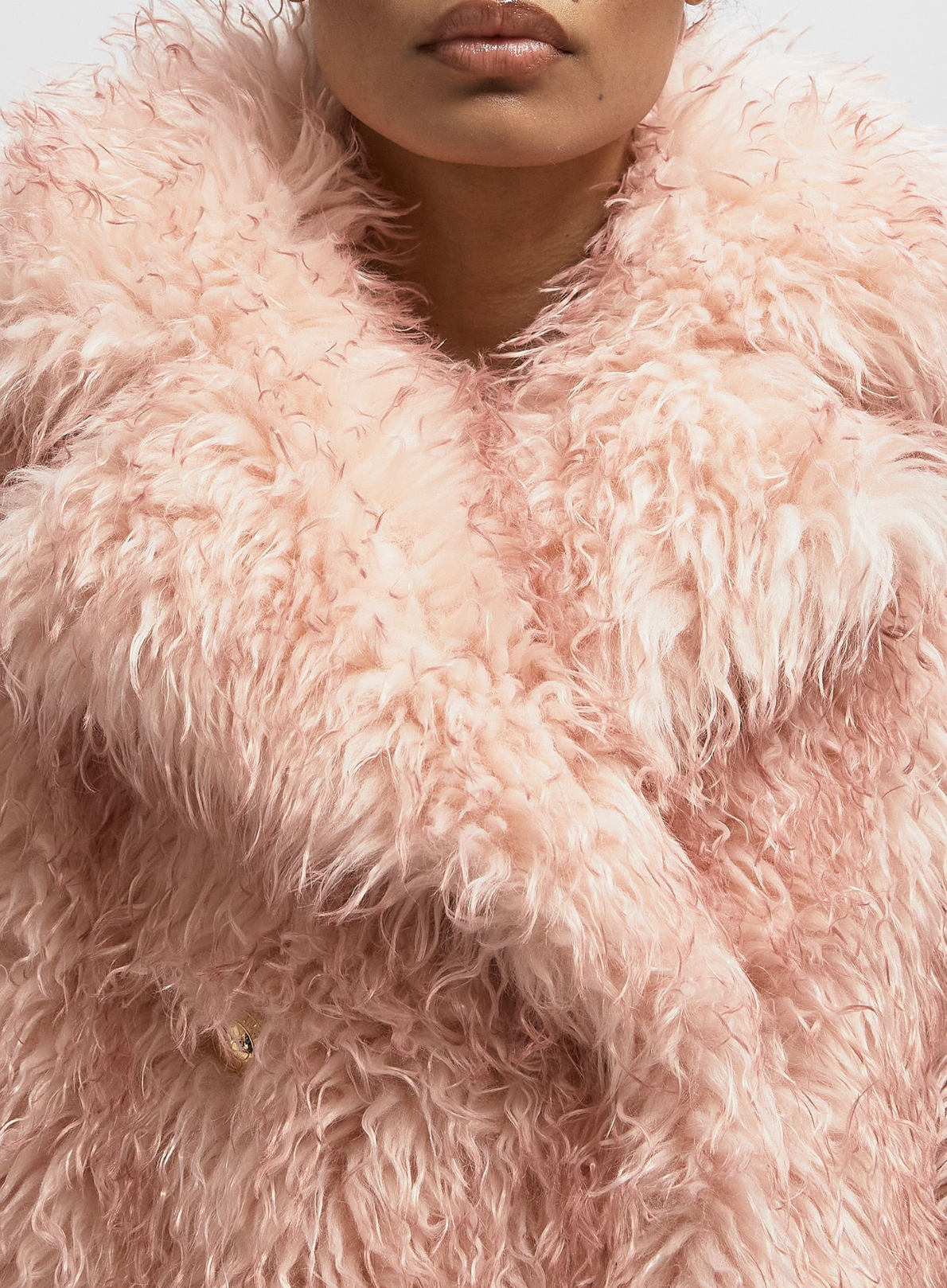 Long Pile Alternative Fur Midi Coat