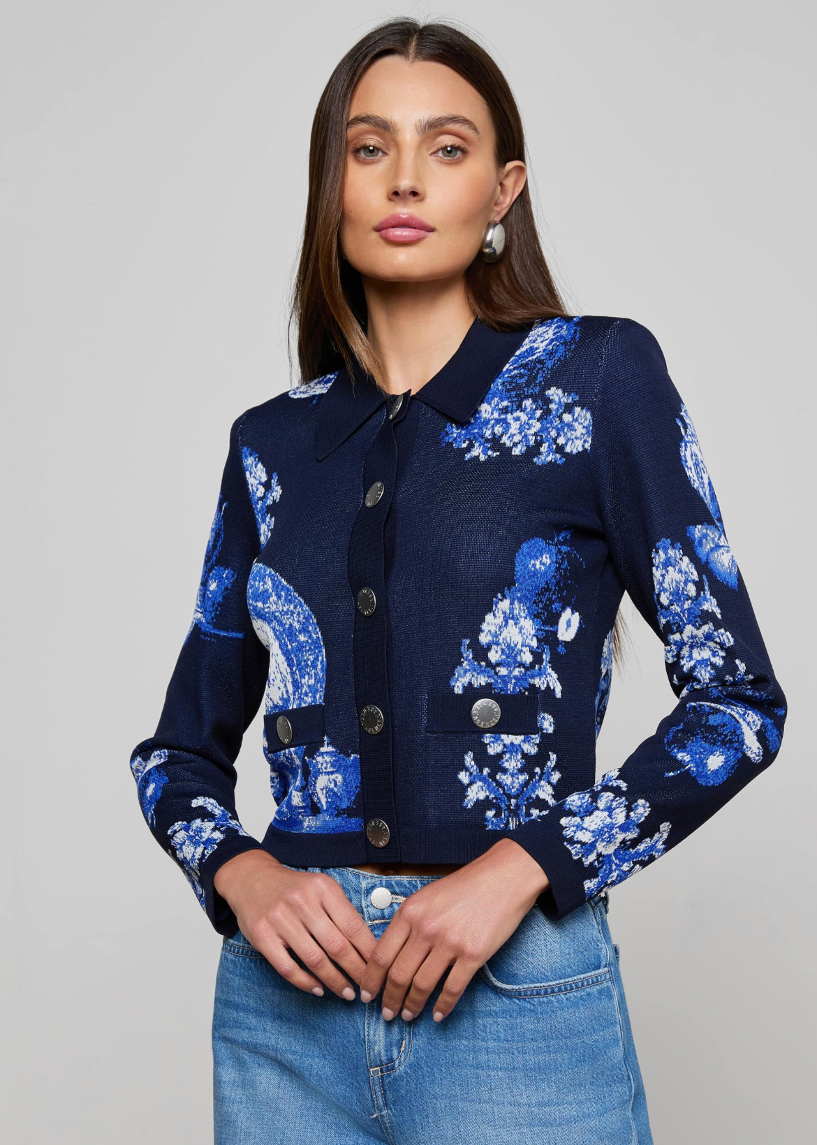 Osiris Jacquard Collared Cardigan