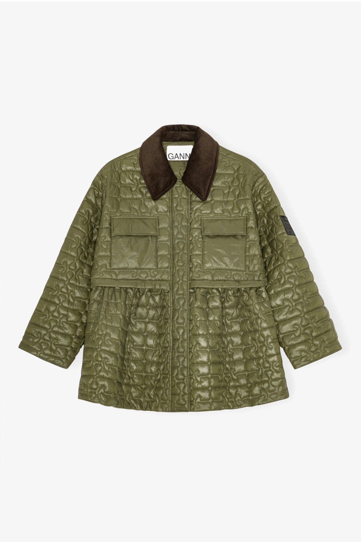 Shiny Quilt Midi Jacket with Flare