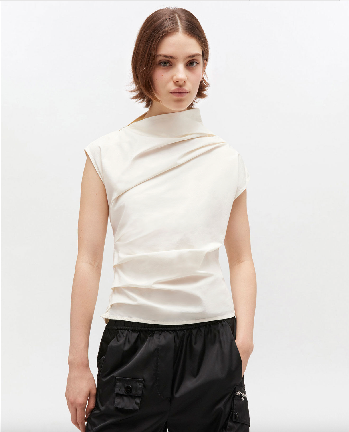 Stretch Cotton Ruched Top