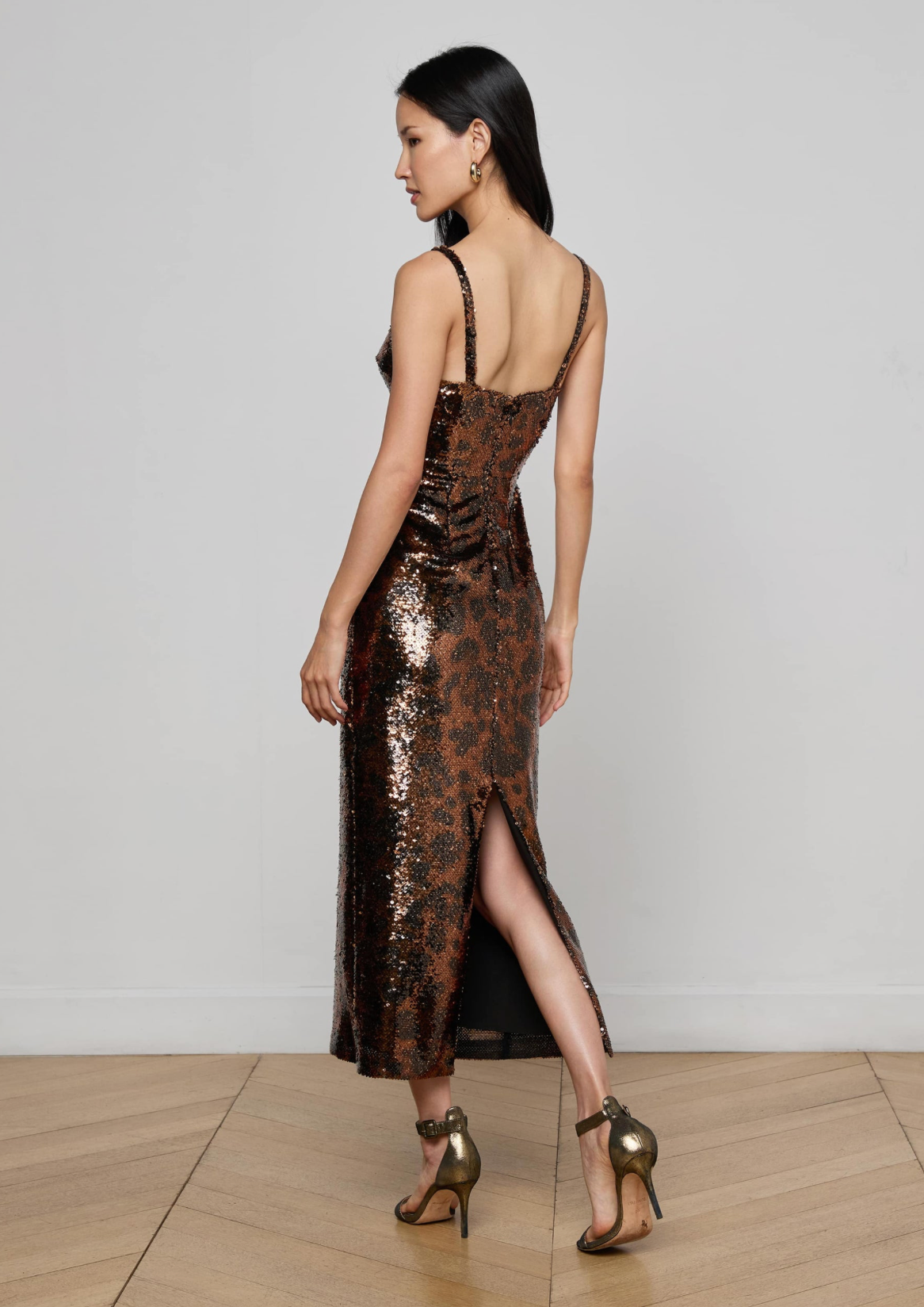 08 sequin dress Rust Warehouse Hand Embellished Flower Burst Strappy Sequin Slip Midi Dress