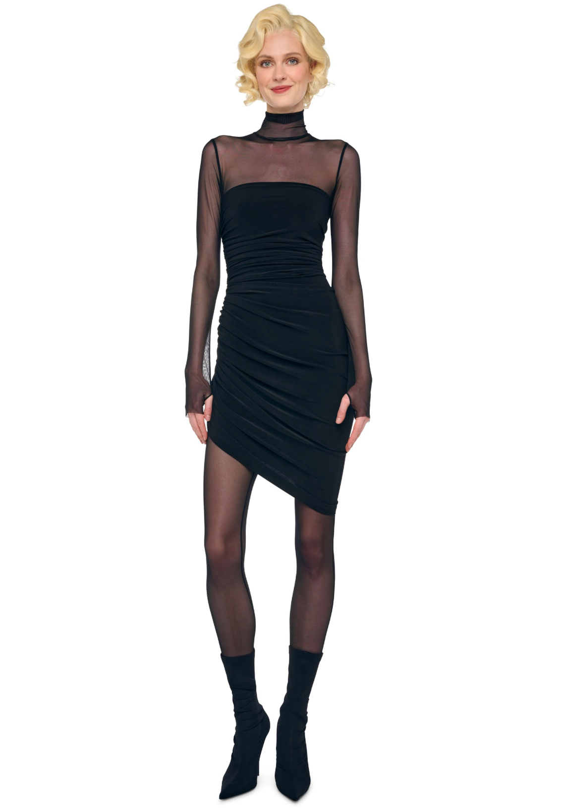 LS Turtleneck Strapless Diana Mini Dress