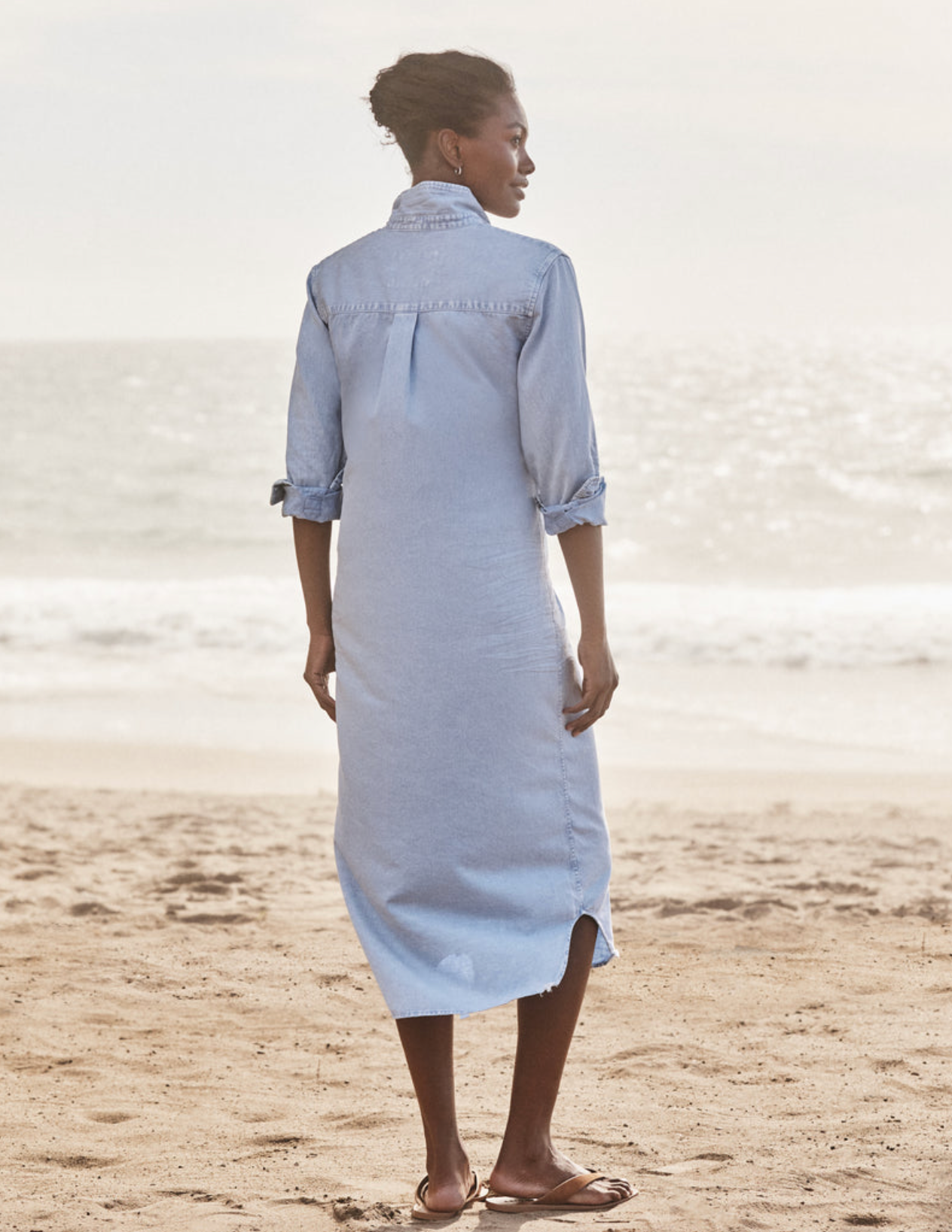 Cotton Chambray Maxi Shirtdress