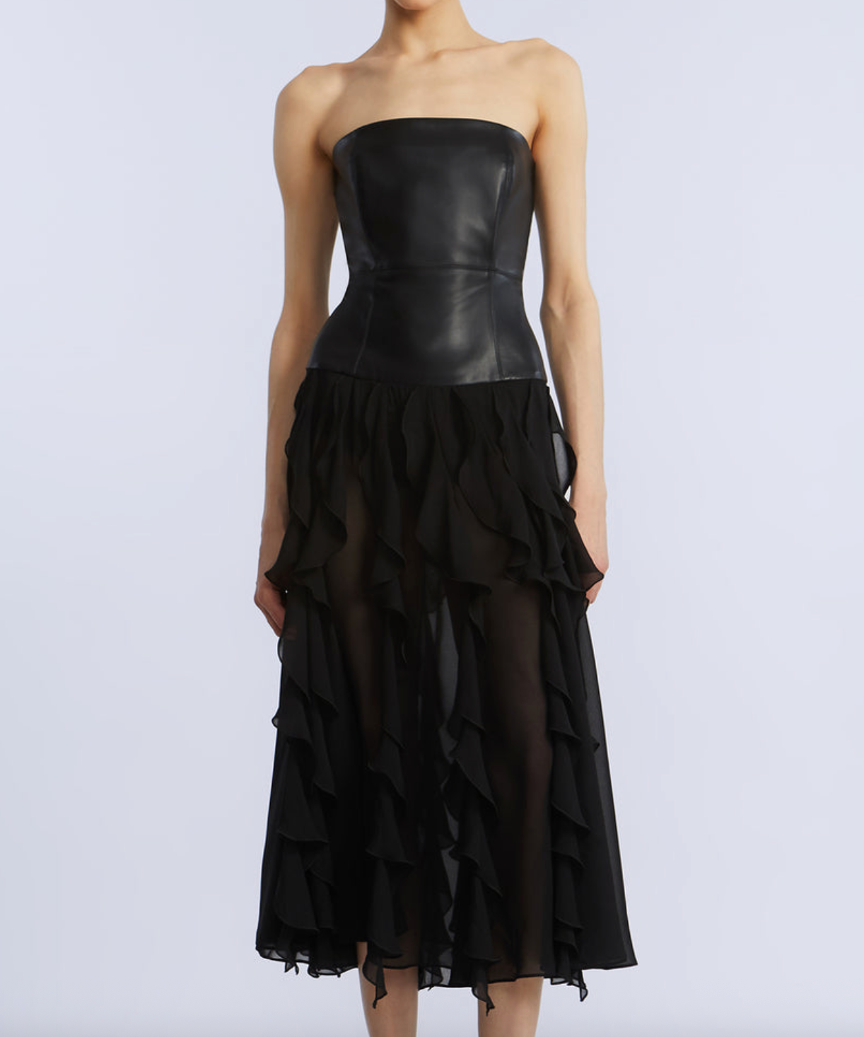 Leather Chiffon Dress