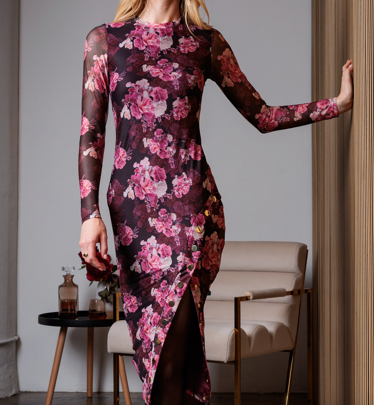 Monique Floral Mesh Dress