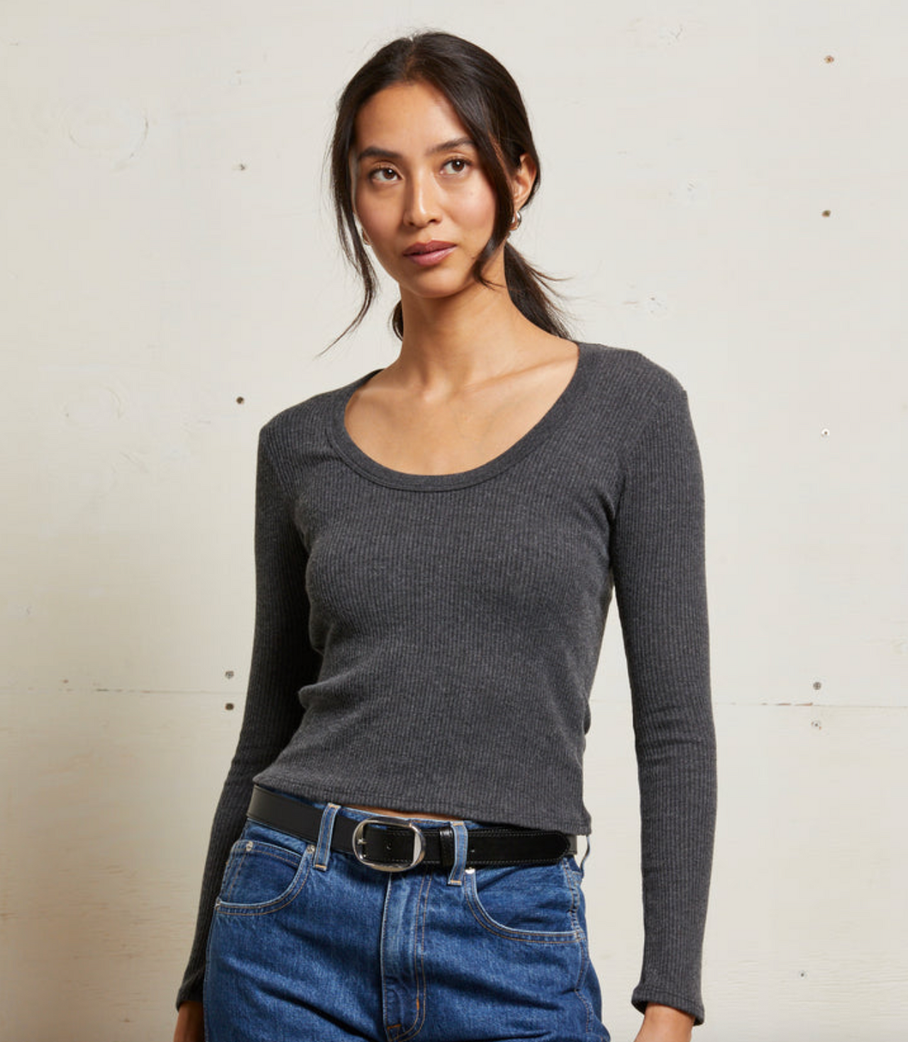 Josie 2x1 Sweater Rib Long Sleeve U-Neck