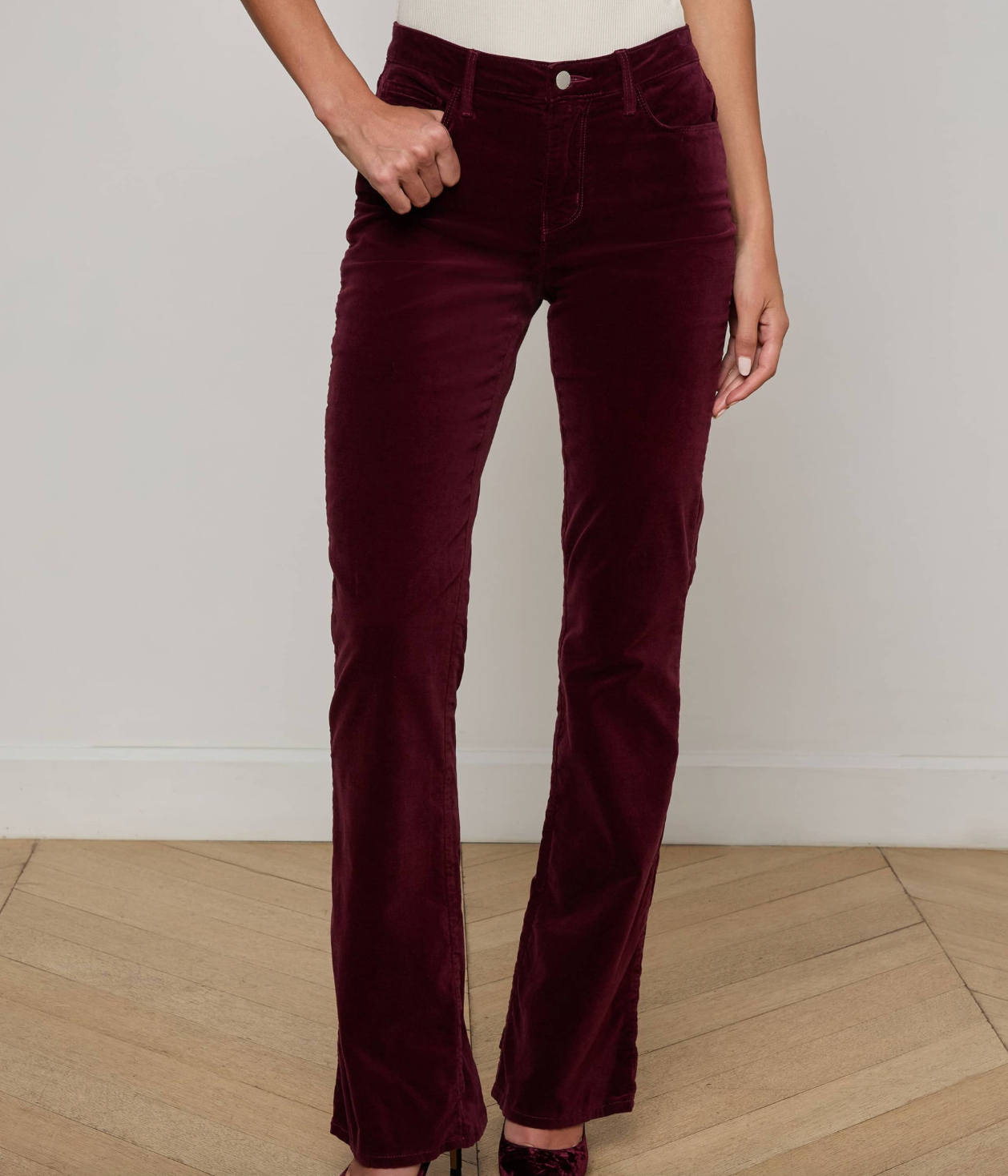 Stevie High Rise Velvet Straight