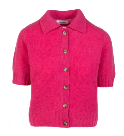 Premium Cashmere Short Sleeve Collared Cardigan