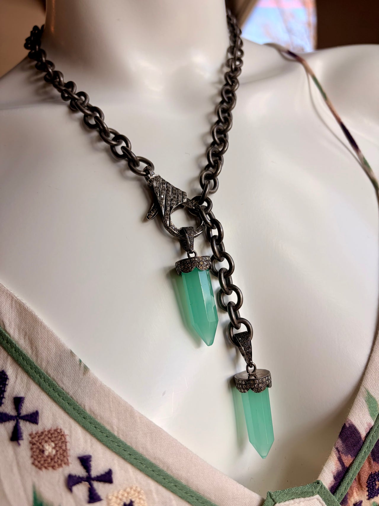 XL DI Lobster W/Double Chalcendony and DI Pendants