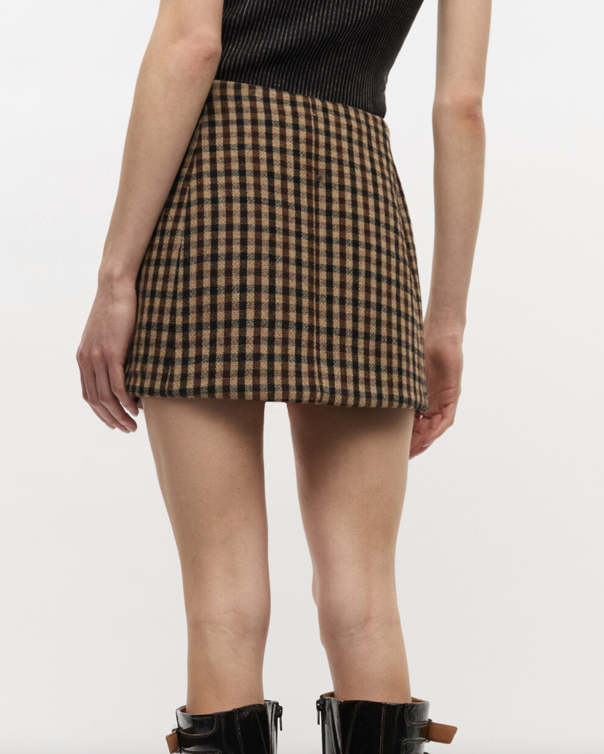 Check Wool Mix Skirt