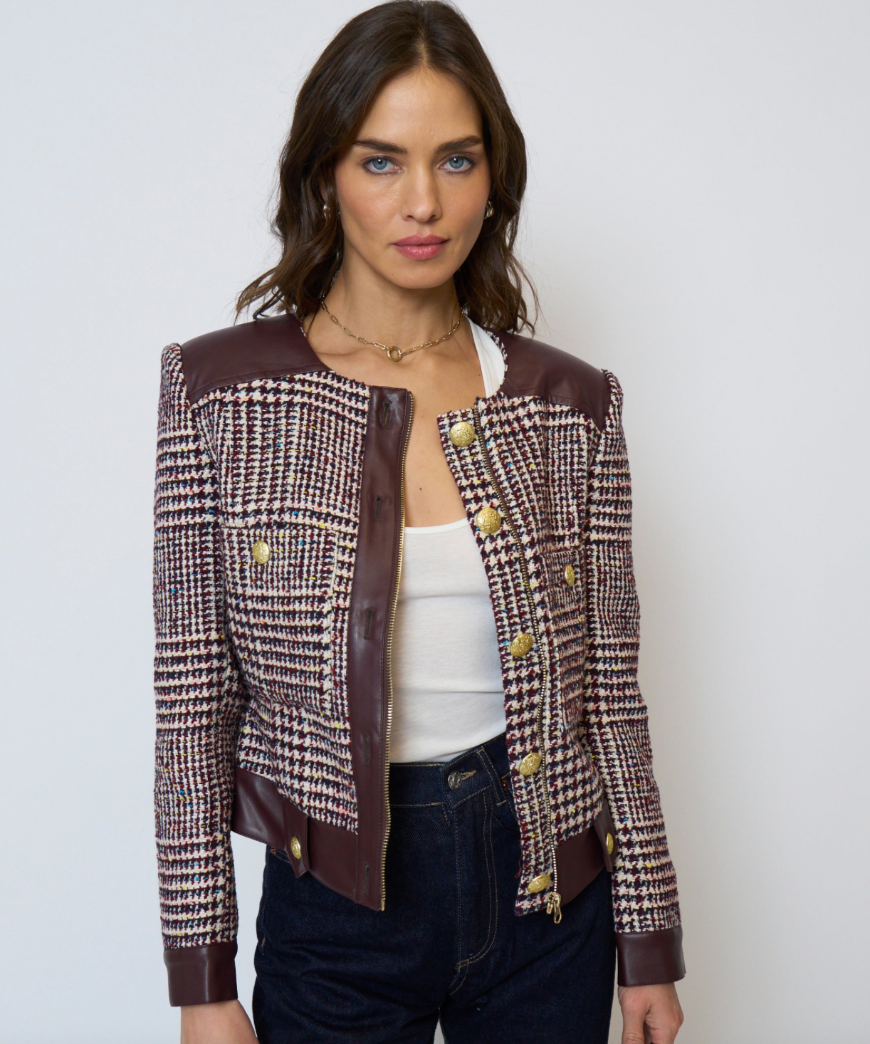Billie Houndstooth Combo Jacket