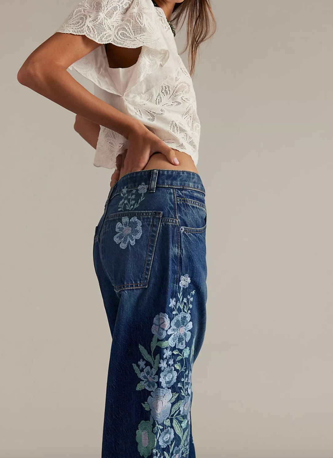 Willow Floral Embroidered Jean