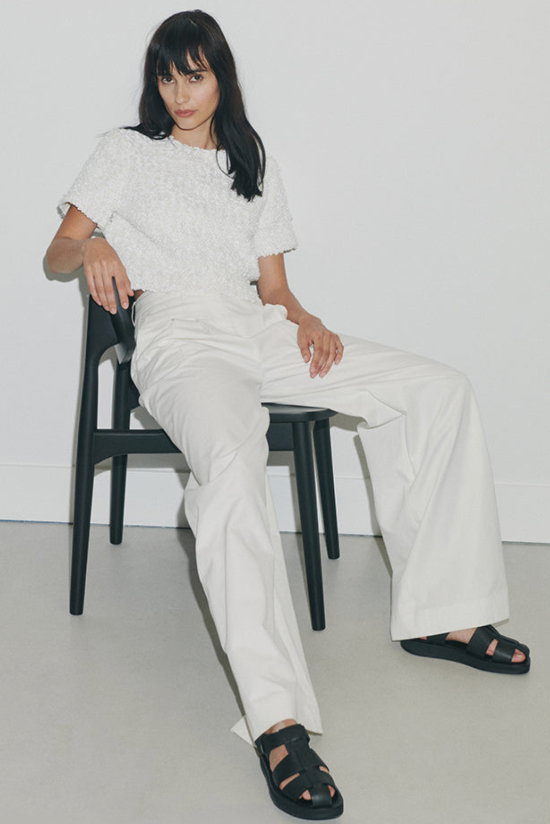 Syrena Paillette Boucle Cropped Boxy Tee