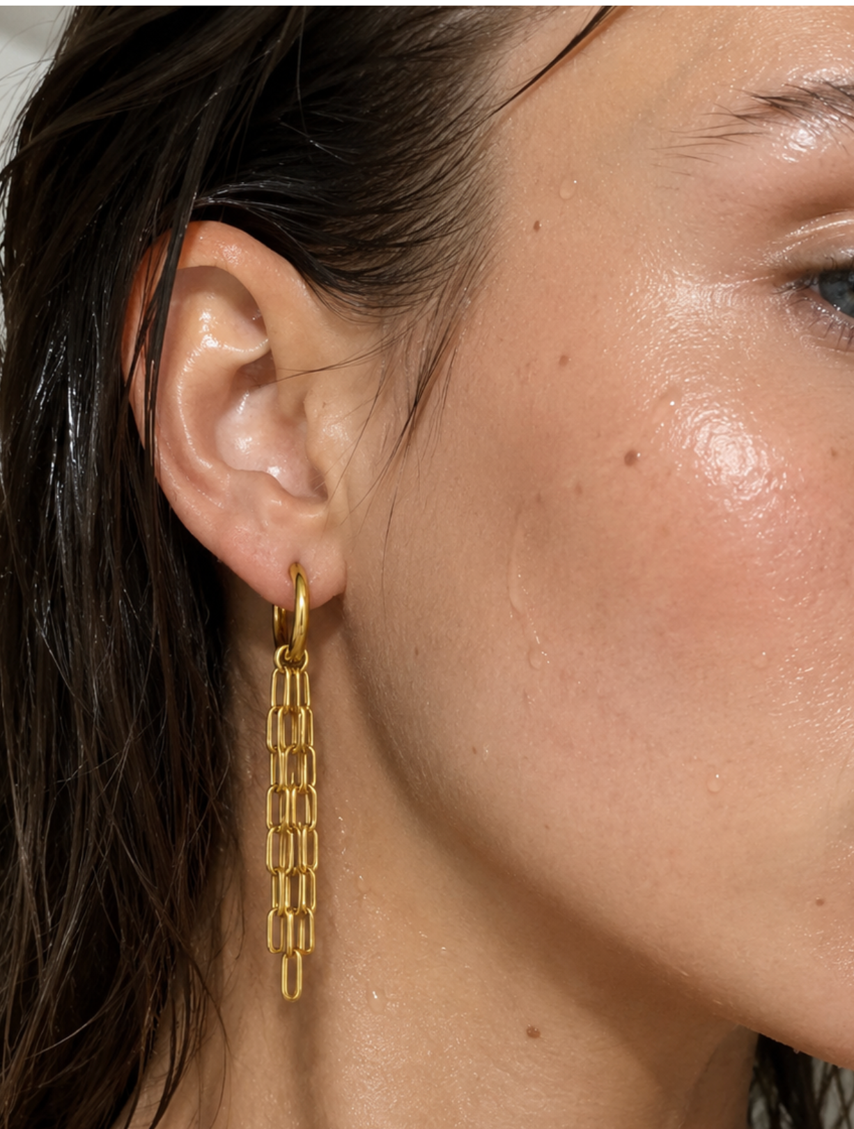 Olandria Drop Chain Huggie Hoop Earring