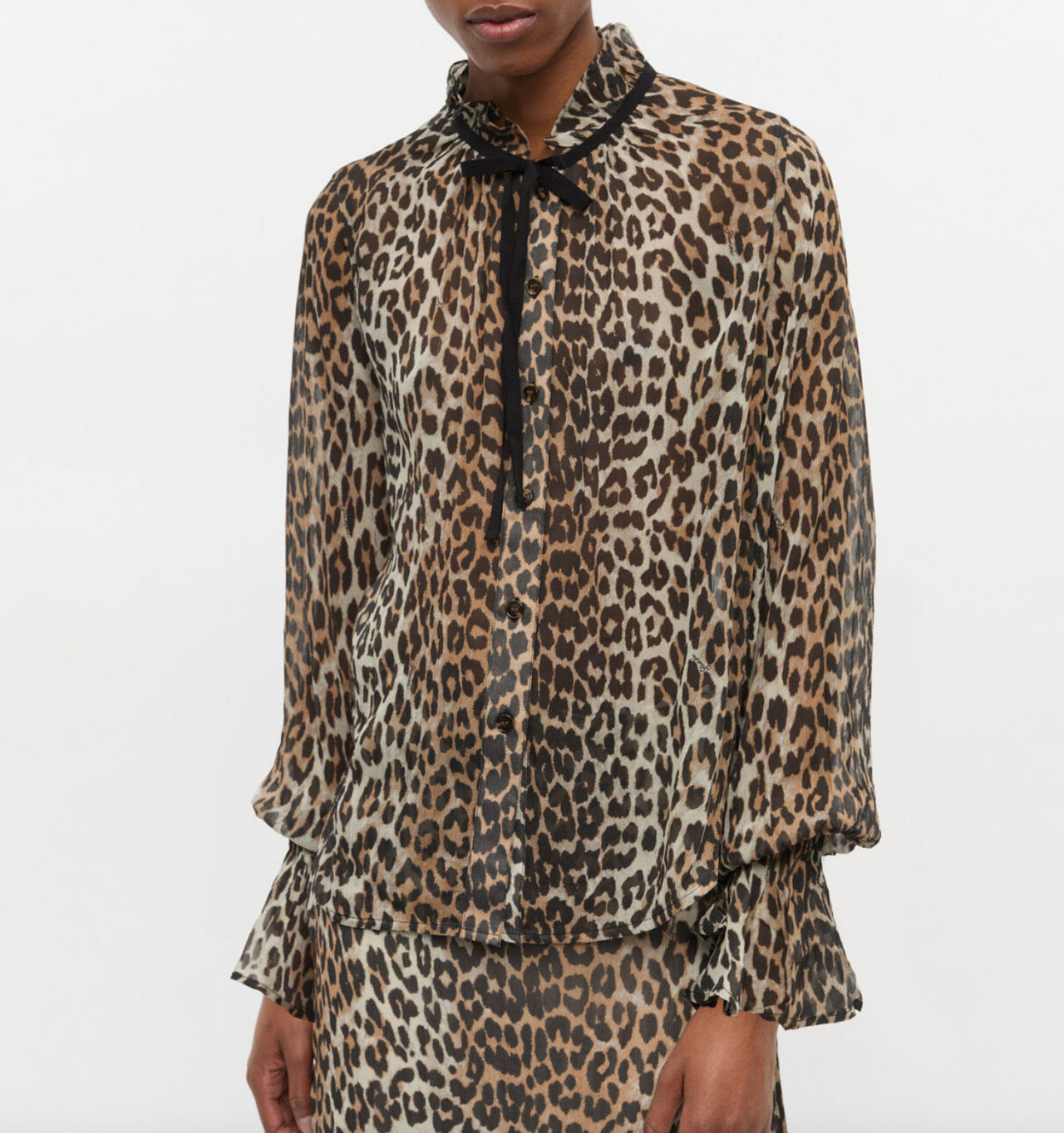 Printed Viscose Chiffon Tie String Shirt