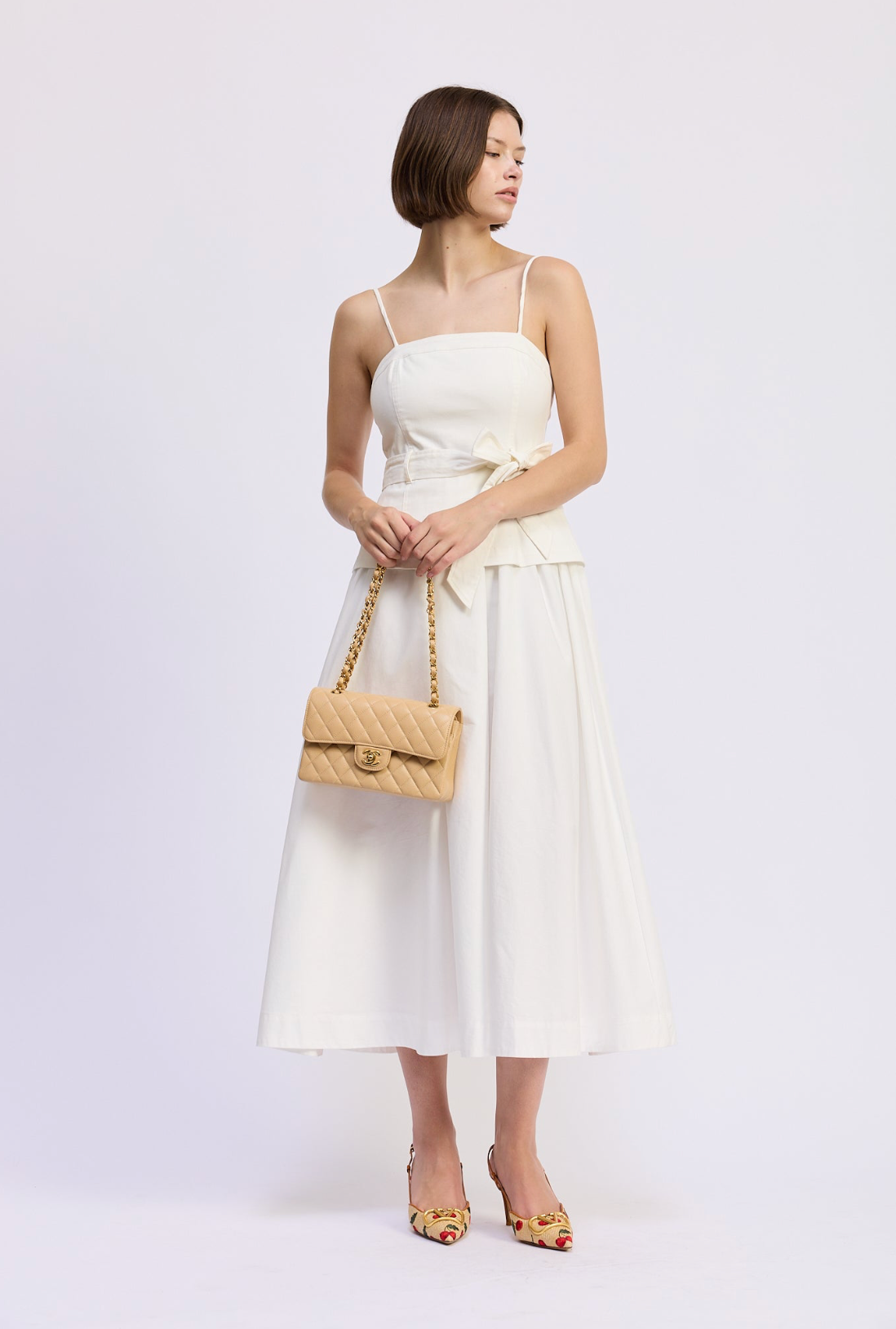 Samantha Mixed Media Midi Dress