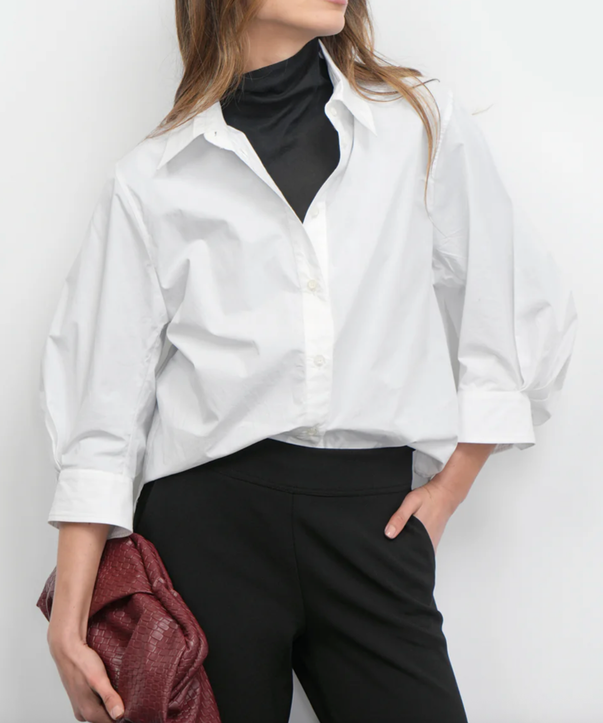 Thea Oversized Lantern Sleeve Button Down Shirt