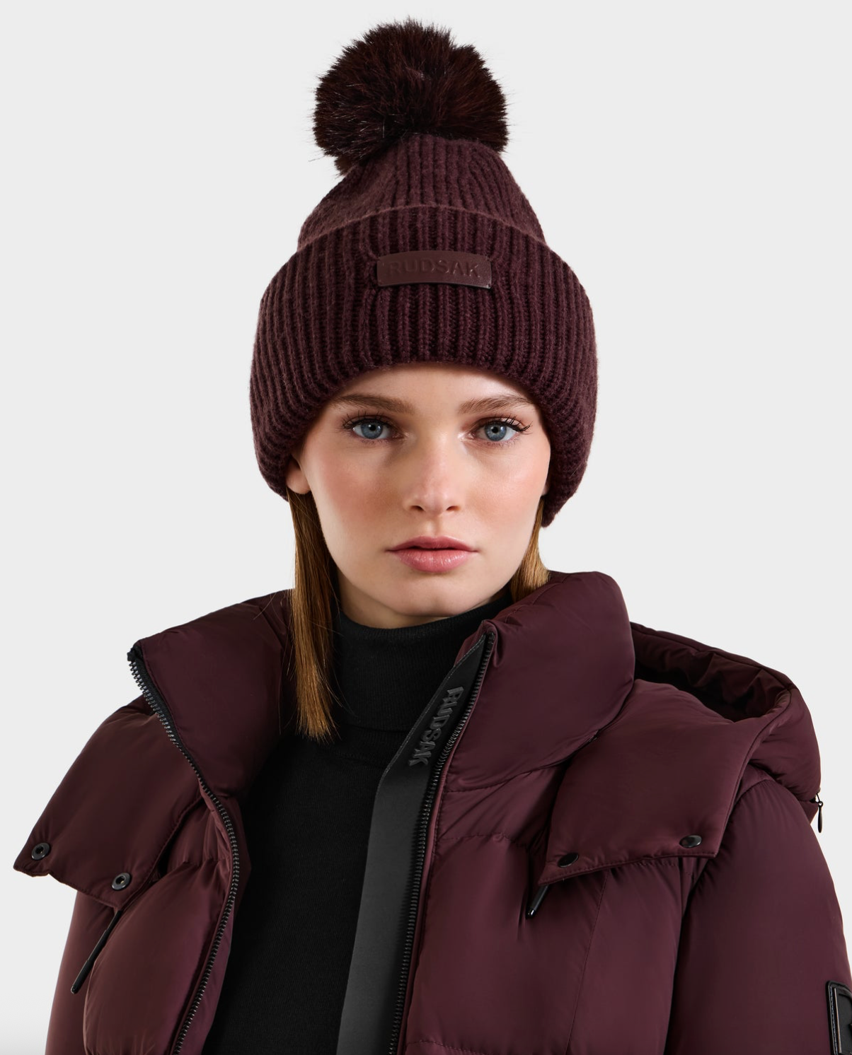 Dara Knit Fold Over Beanie with Pom Pom