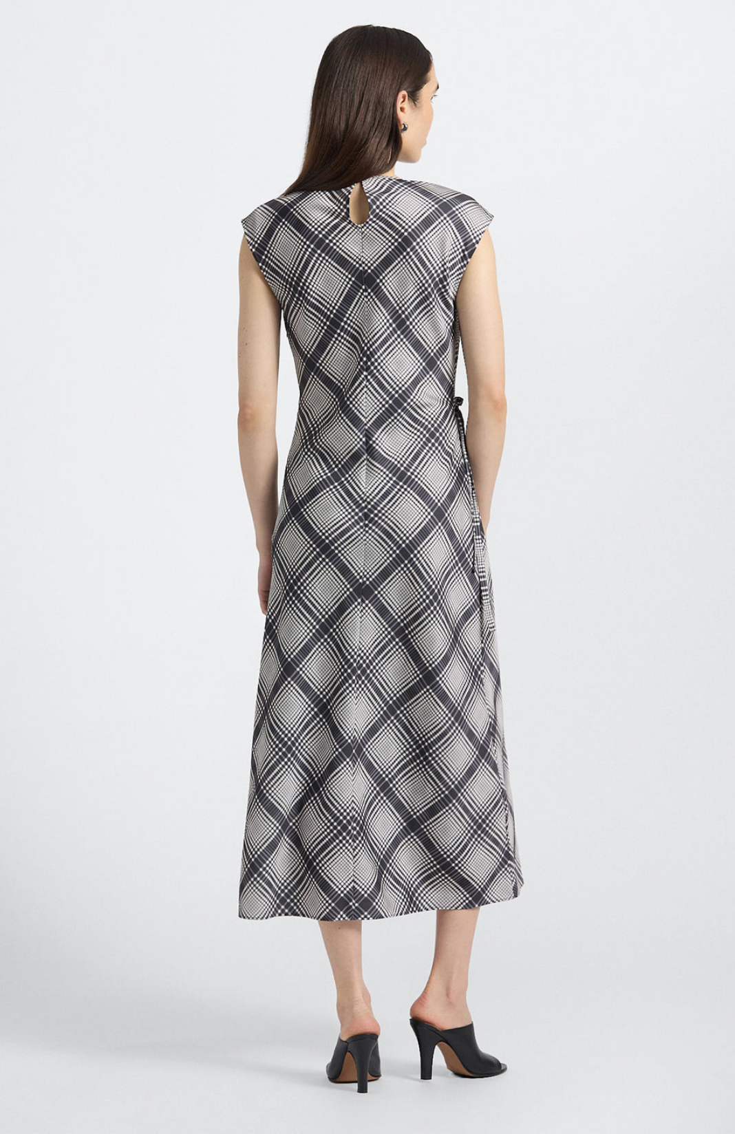 Adelita Lattice Drift Crepe Back Satin Dress