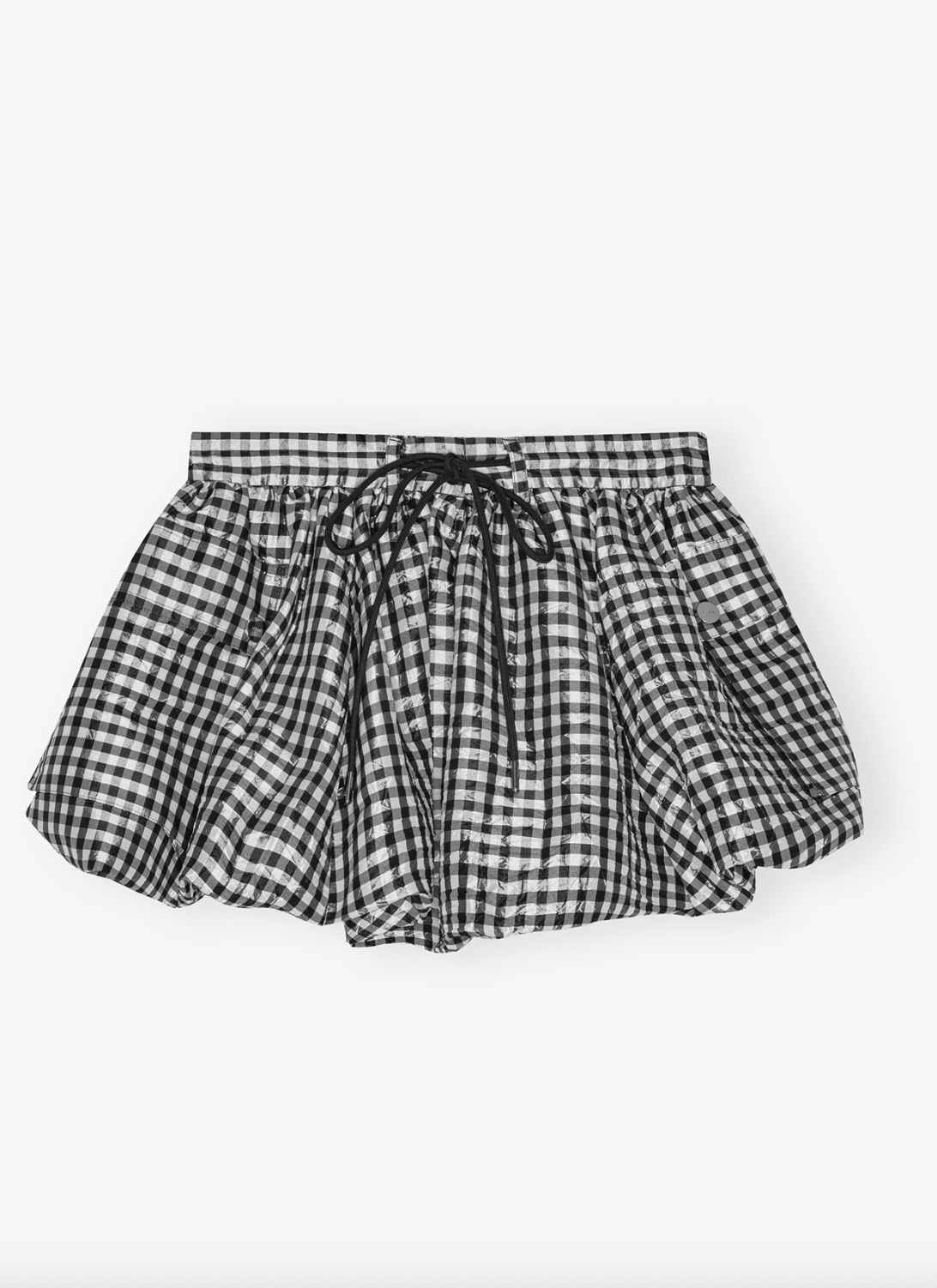 Crinkled Taffeta Check Mini Bubble Skirt