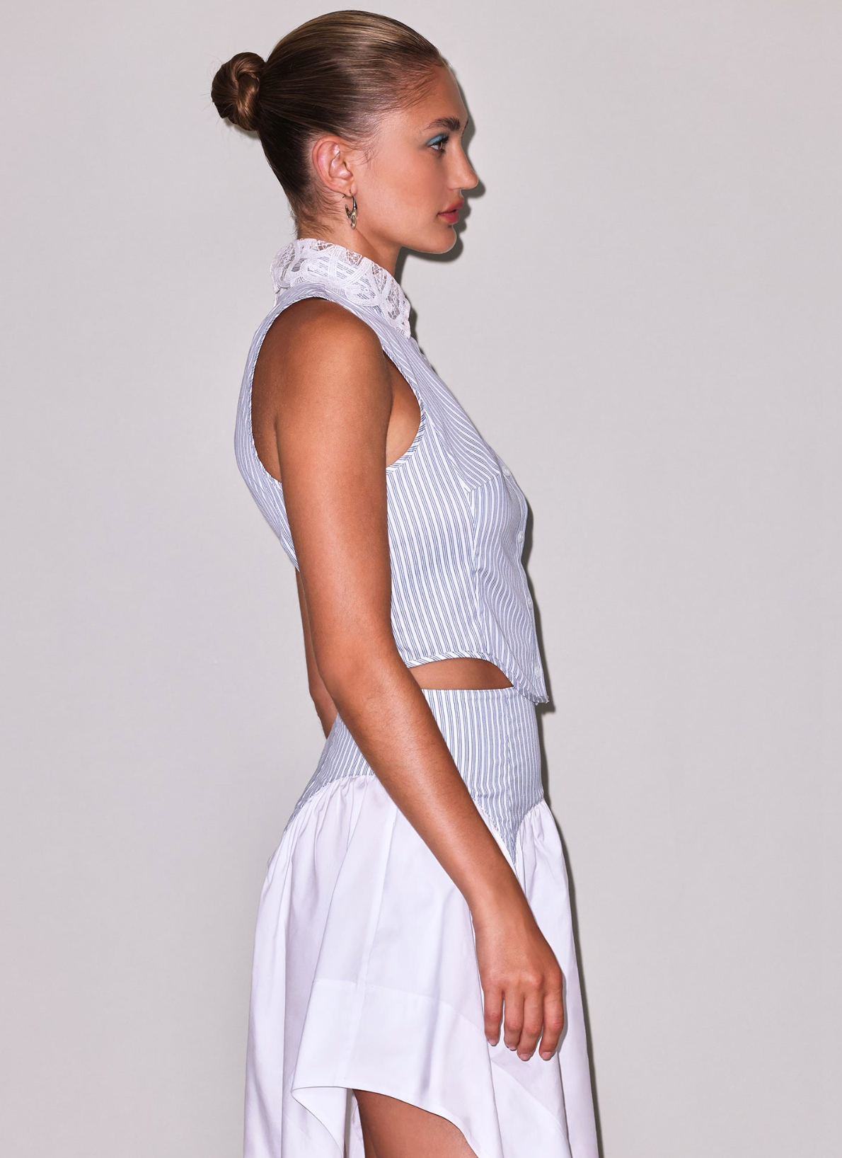 Embroidery Lace Collar Bib Top