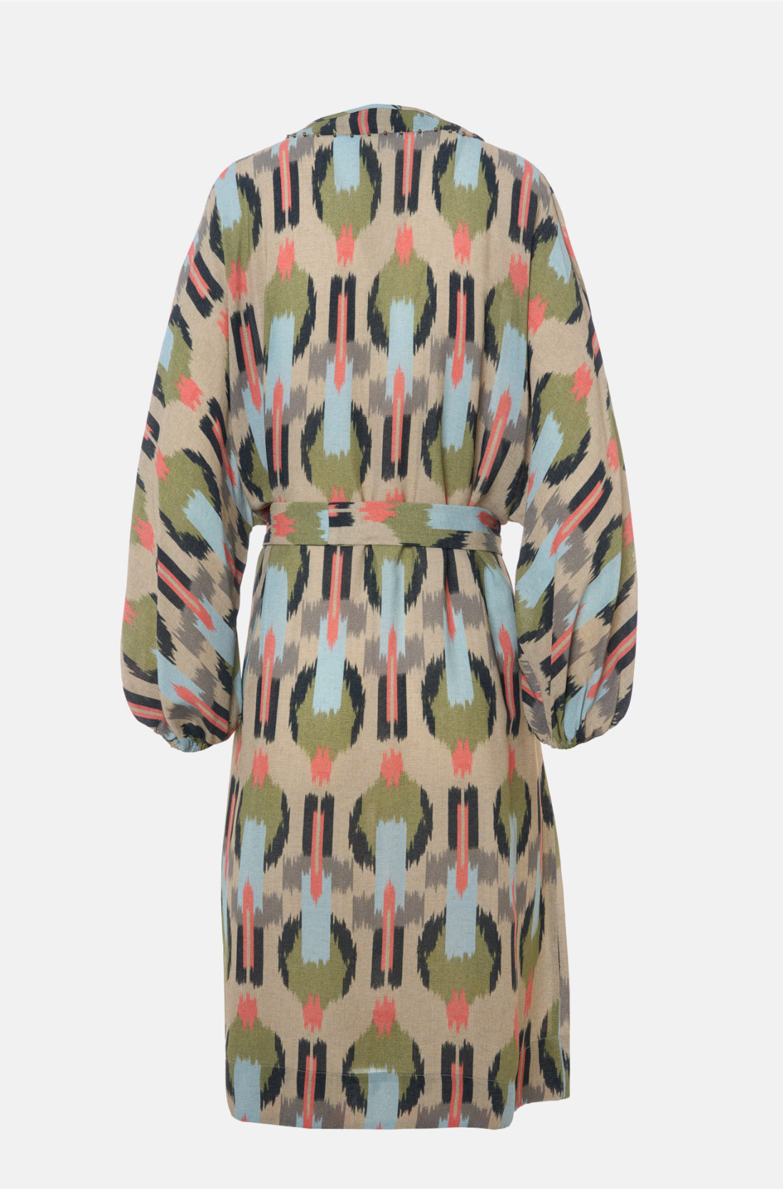 Short Dress with Puff Sleeves in Viscose Crepe
