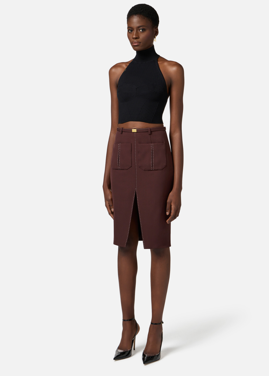 Skirt with Contrast Topstitching