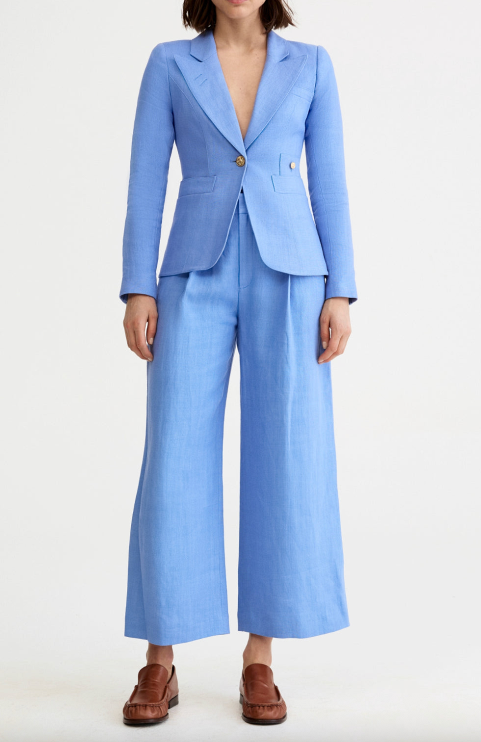 Linen Cropped Pleated Trouser