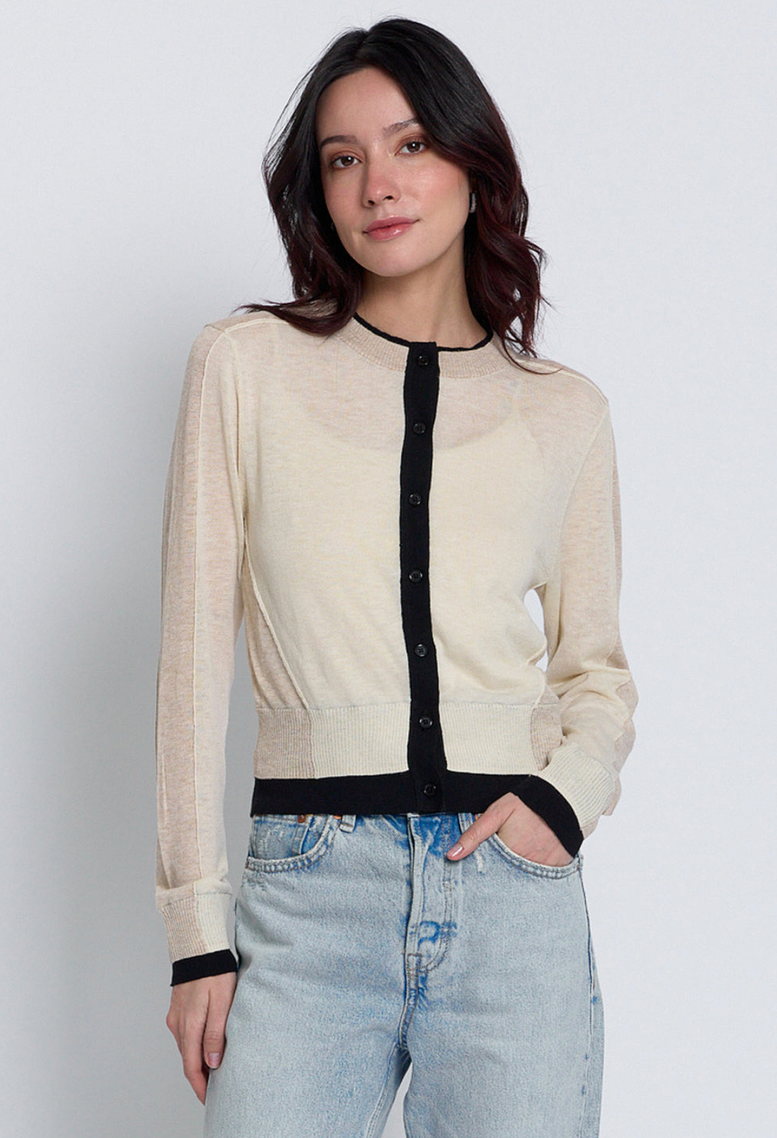 Quinn Colorblocked Sheer Cardigan