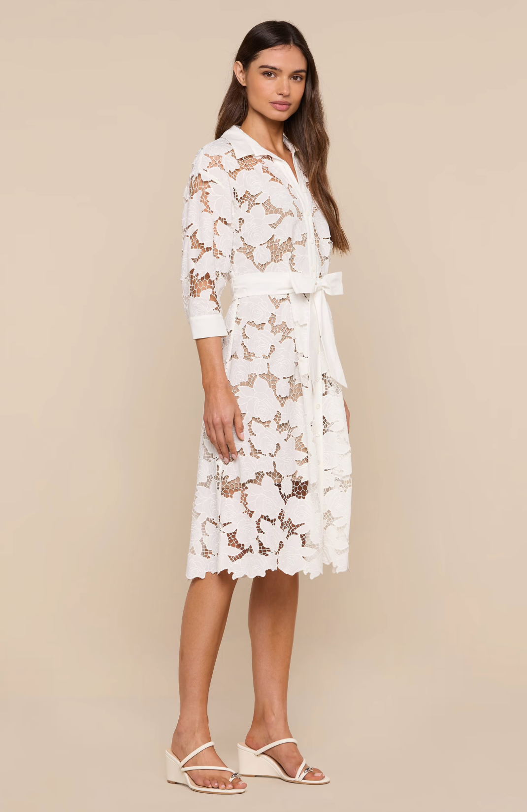 May Lace Midi Shirt Dress