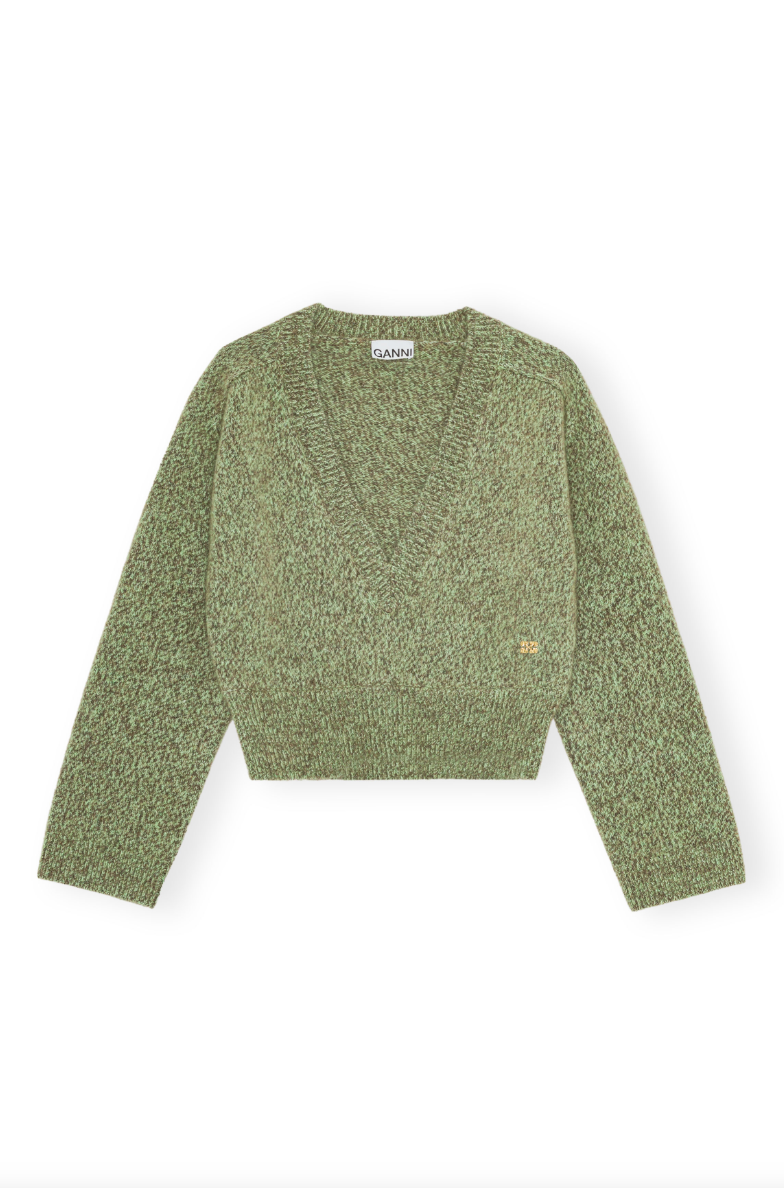 Brushed Mohair Mix Deep V-Neck