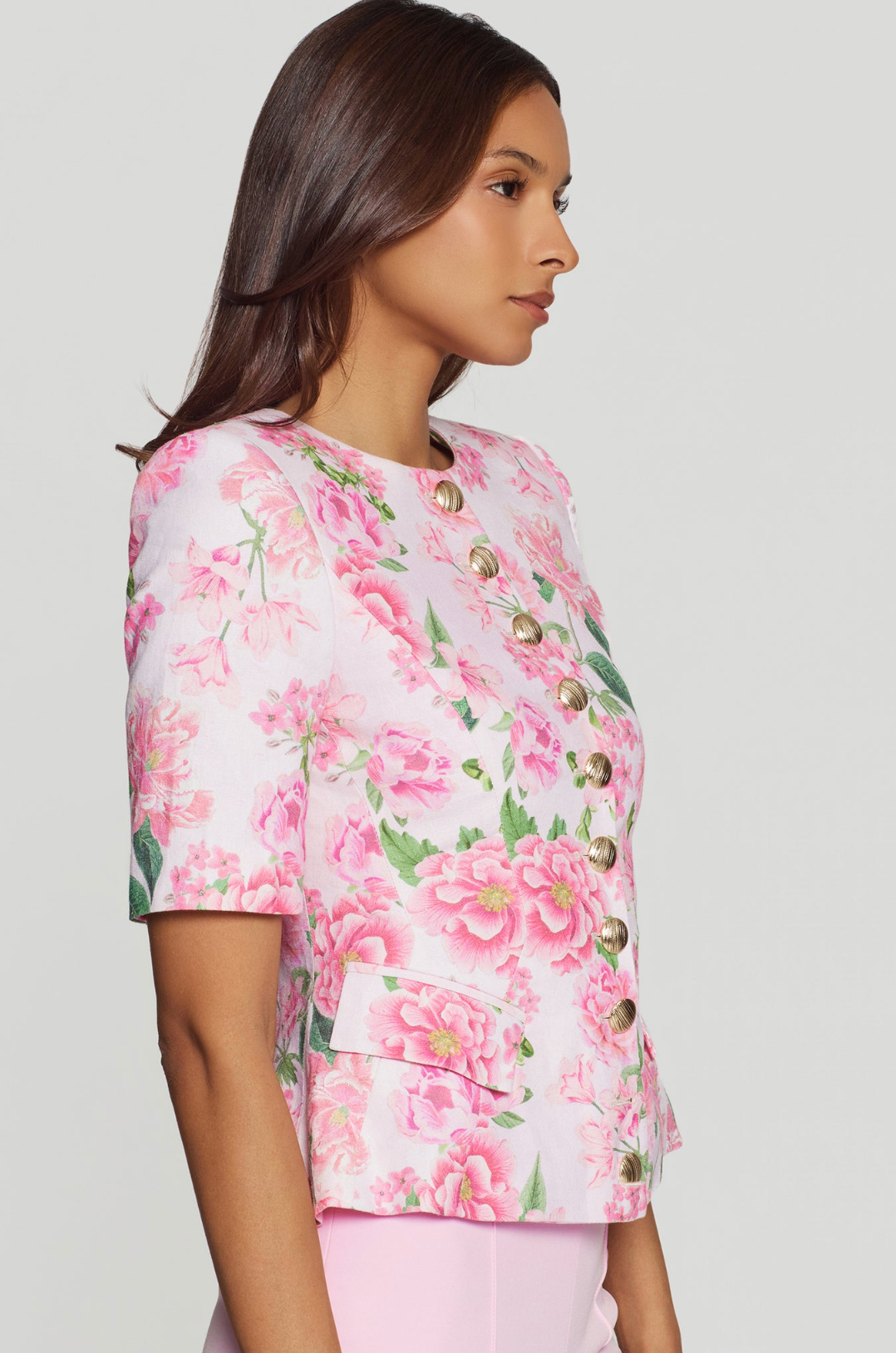 Adriana Floral Linen Jacket
