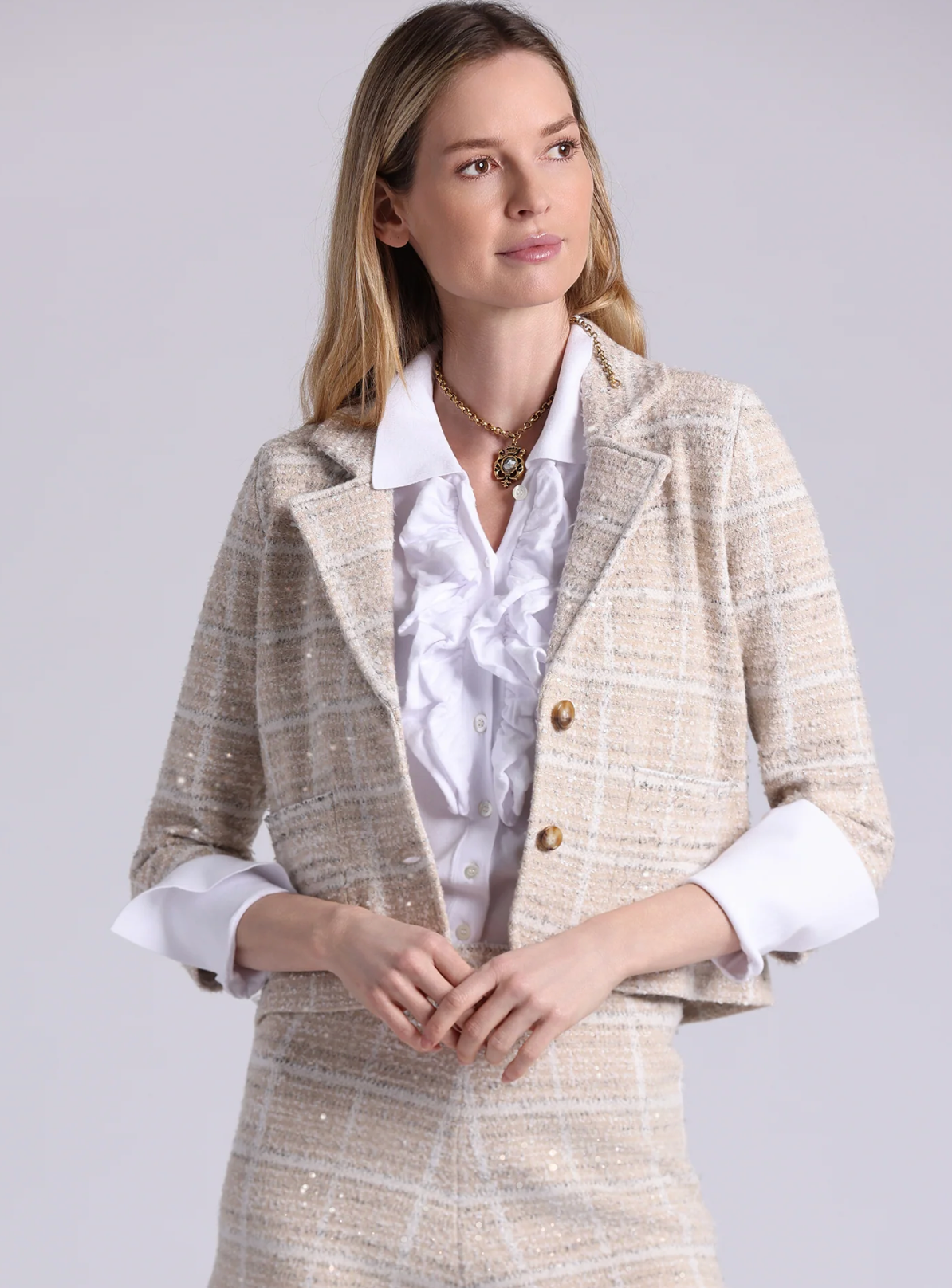 Viscose Tweed Shrunken Blazer