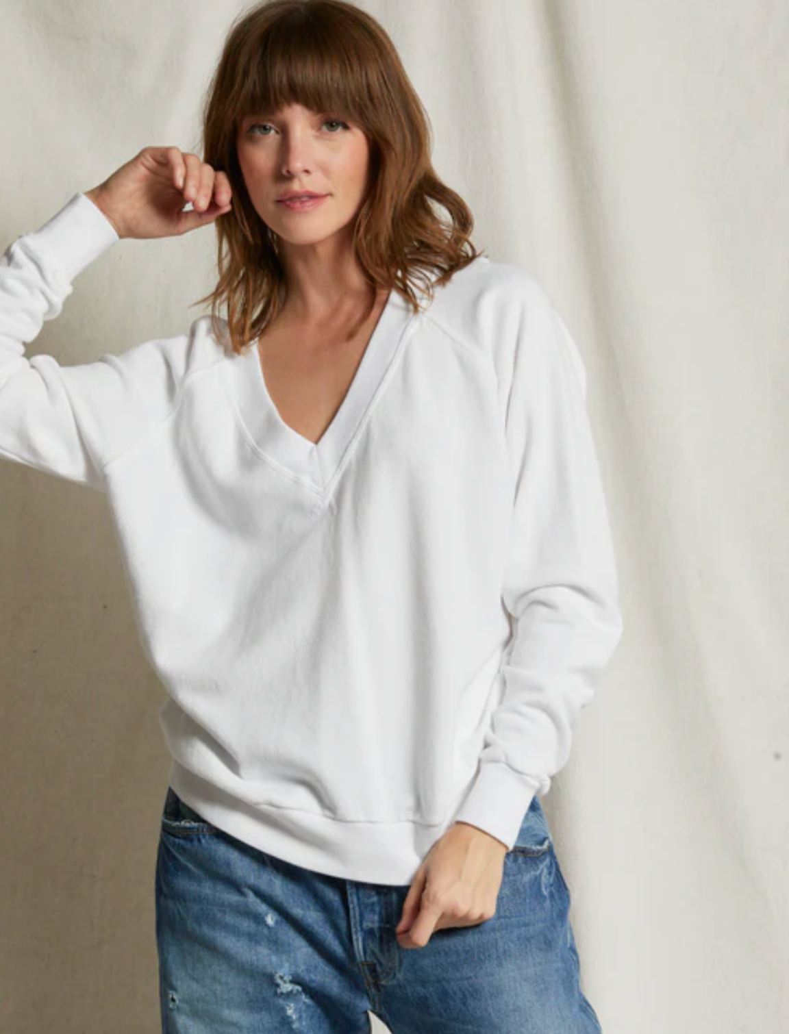 Sinead Relaxed French Terry V-Neck Sweatshirt