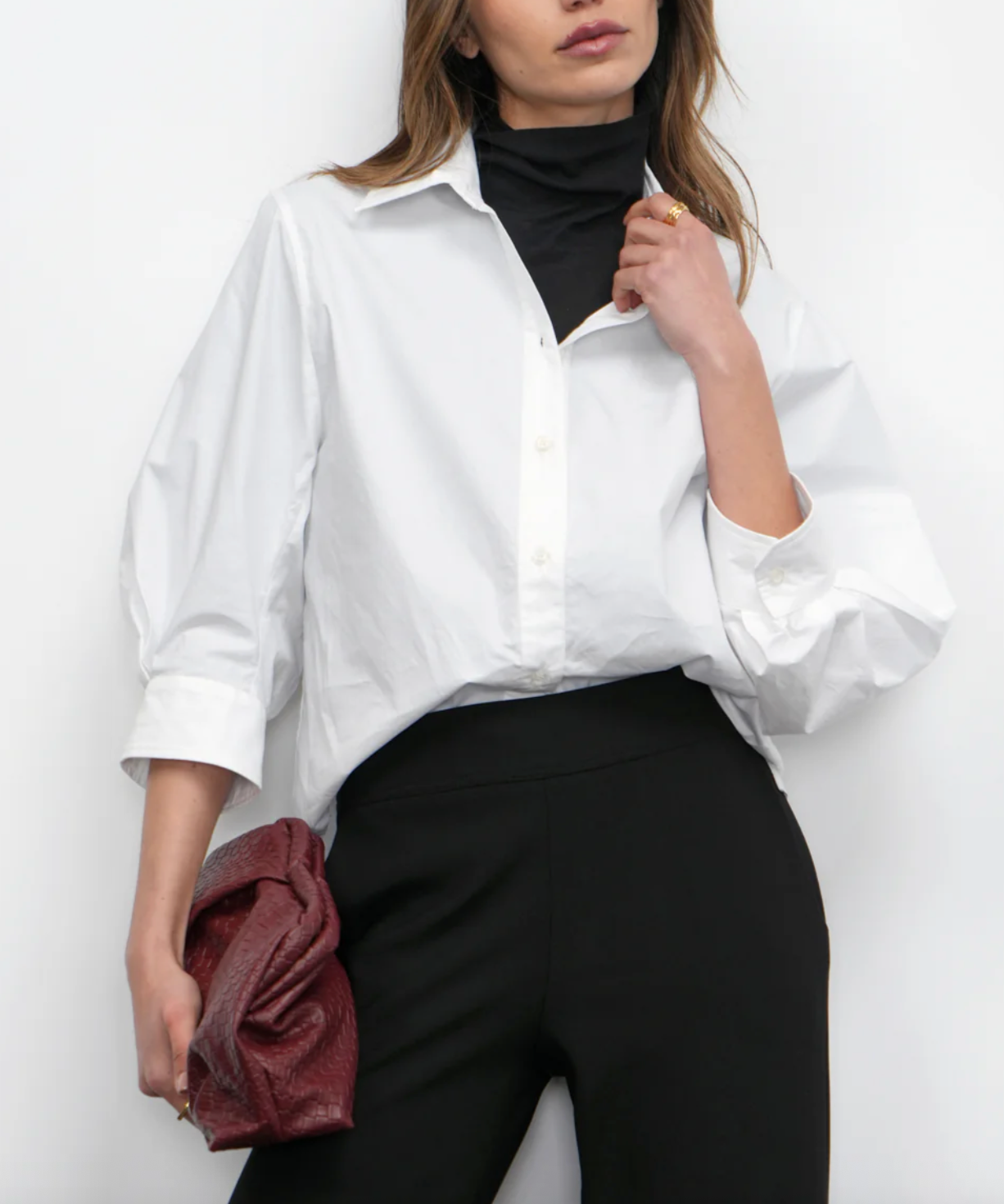 Thea Oversized Lantern Sleeve Button Down Shirt