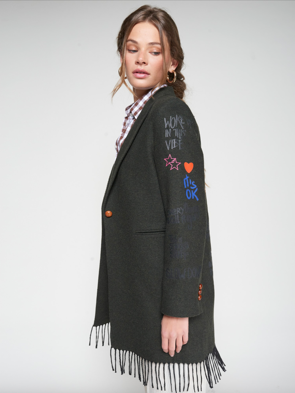 Fringe Blazer with Embroidery