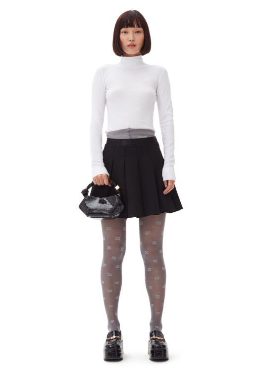 Light Twill Pleated Mini Skirt