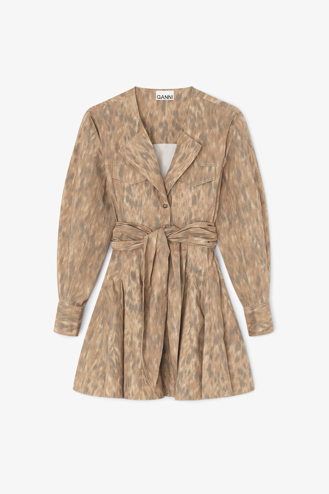 ganni printed cotton mini shirt dress GANNI Women's Printed Cotton Mini Shirt Dress