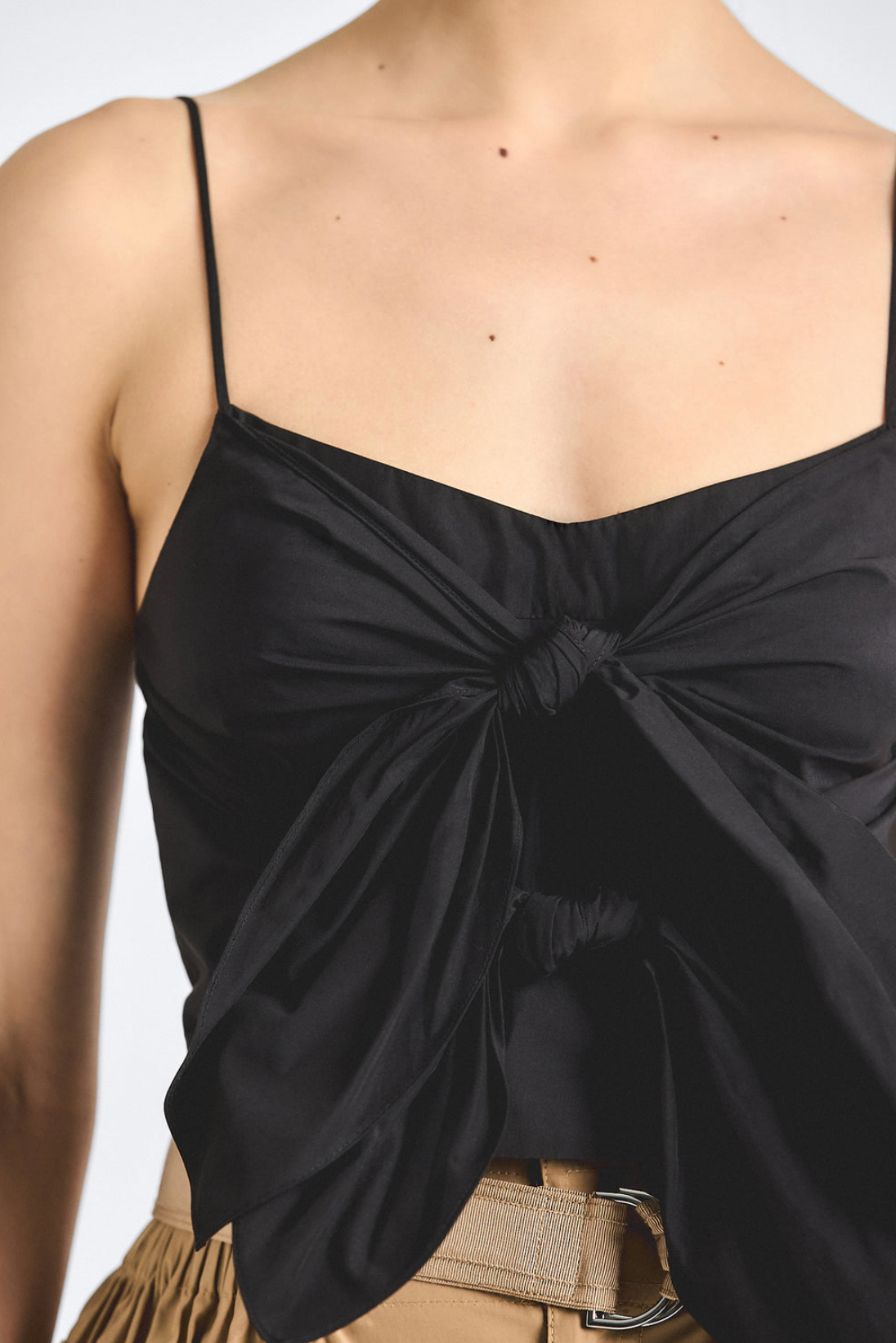 Poplin Double Tie Front Top