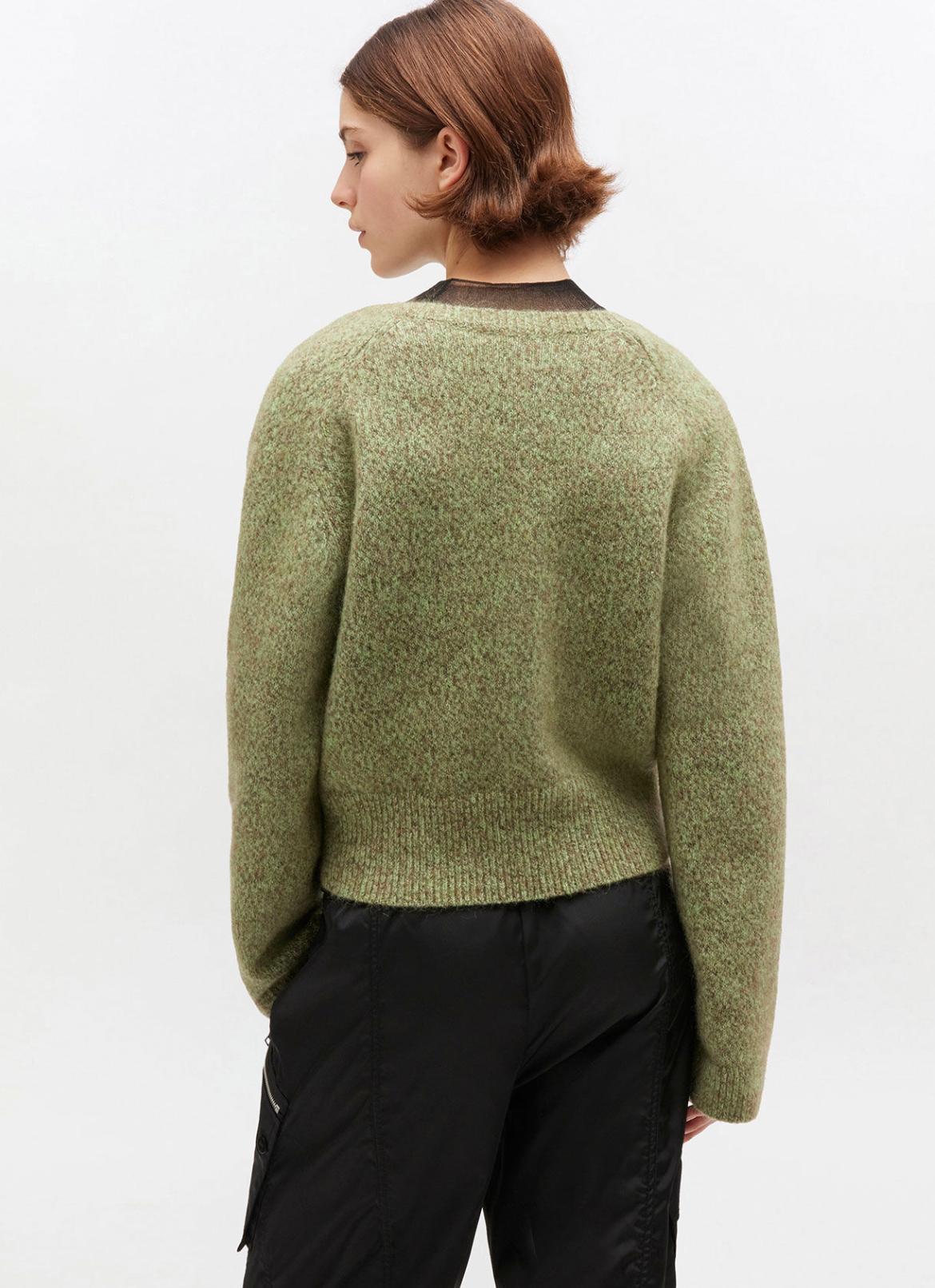 Brushed Mohair Mix Deep V-Neck