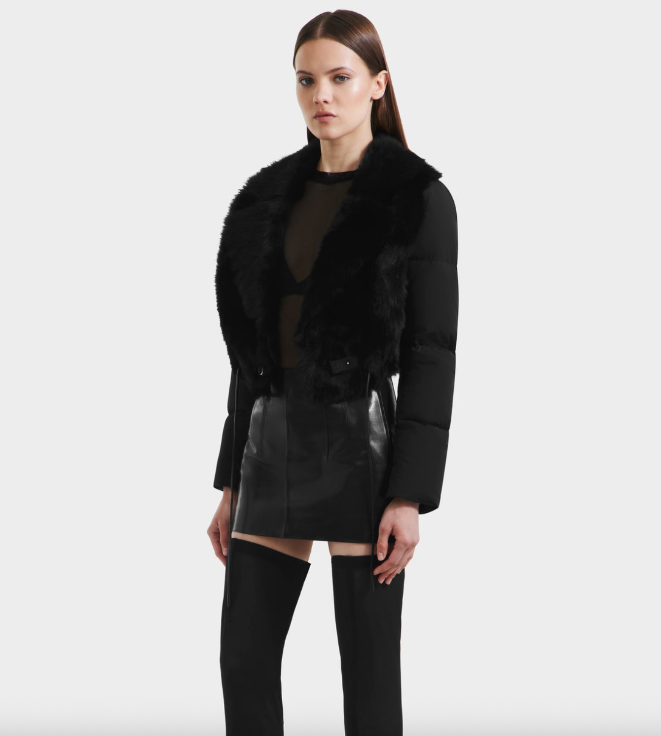 Lilah Cropped Fur Jacket with Nylon Back