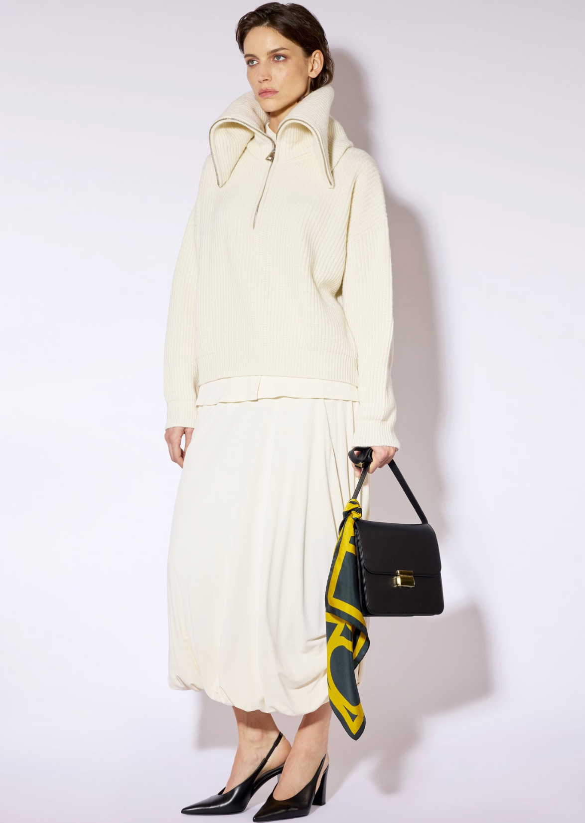 High Neck Quarter Zip Sweater