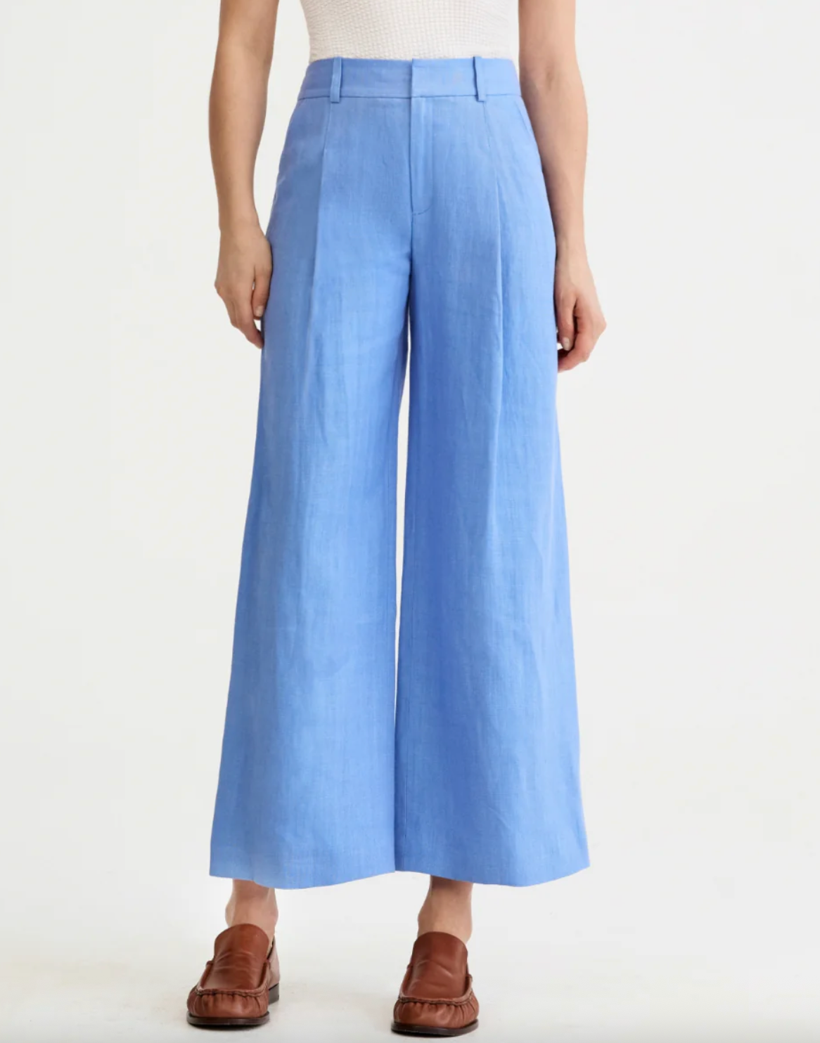 Linen Cropped Pleated Trouser