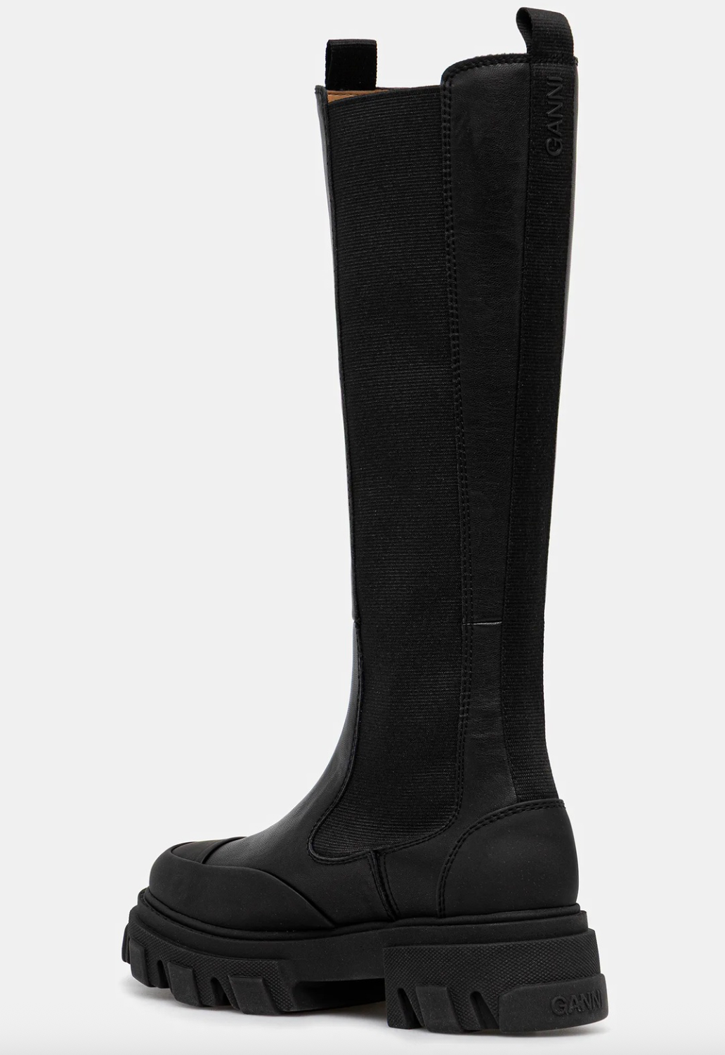 Cleated High Chelsea Boot Black Stitch