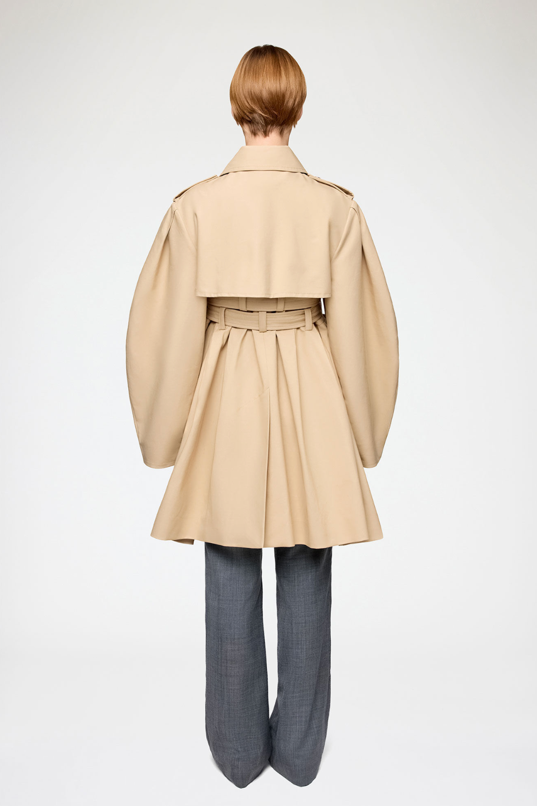 Double Cotton Peplum Trench