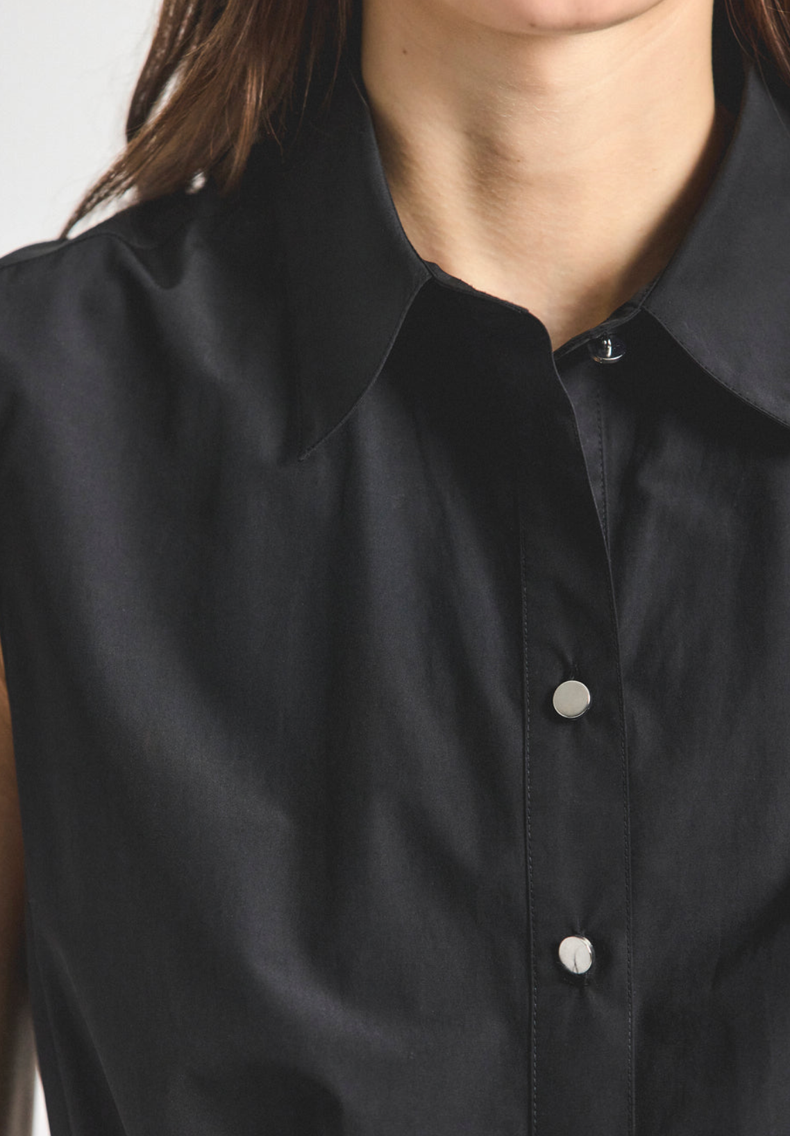 Tristan Poly Cotton Poplin Sleeveless Shirt Dress