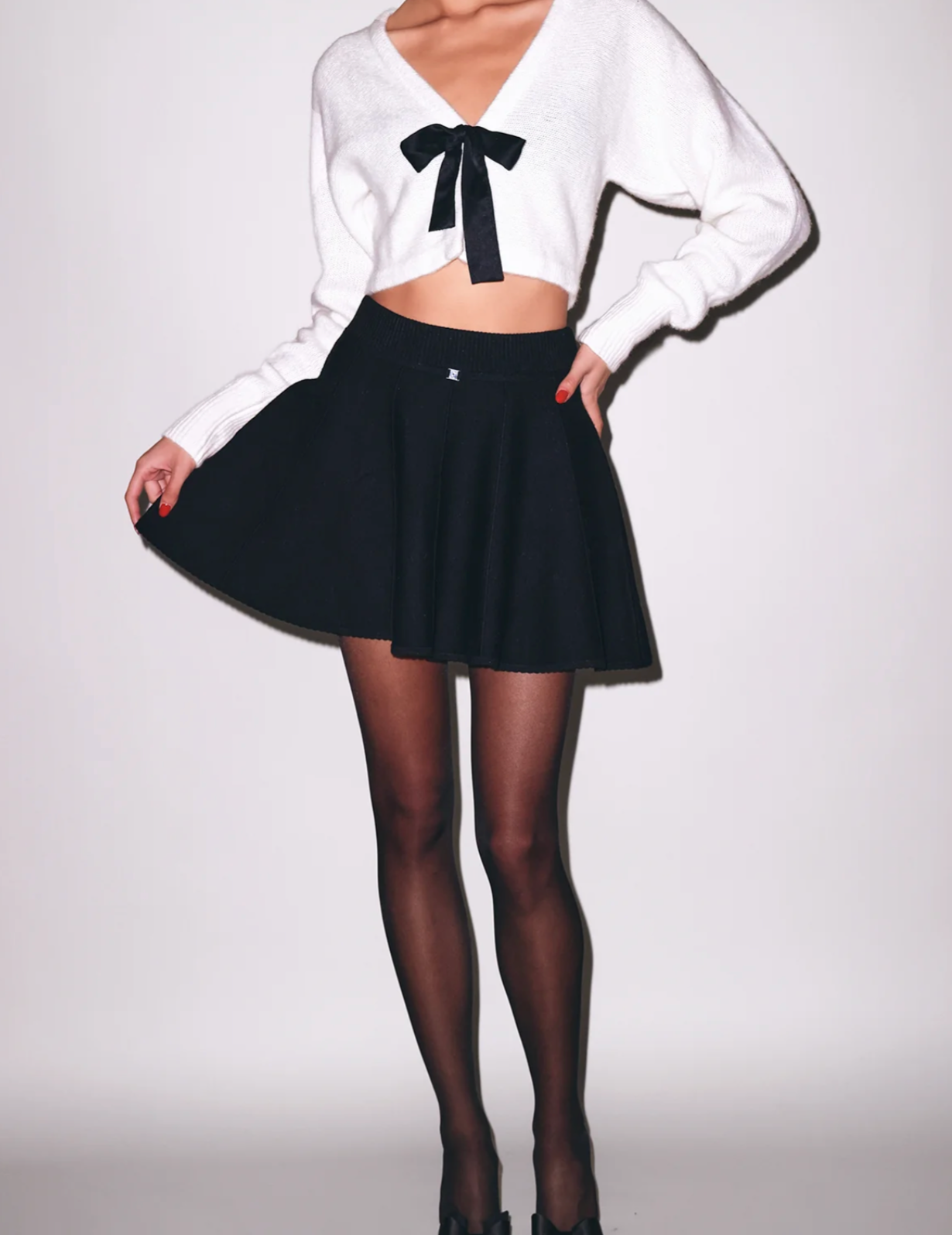 Knit Flared Mini Skirt