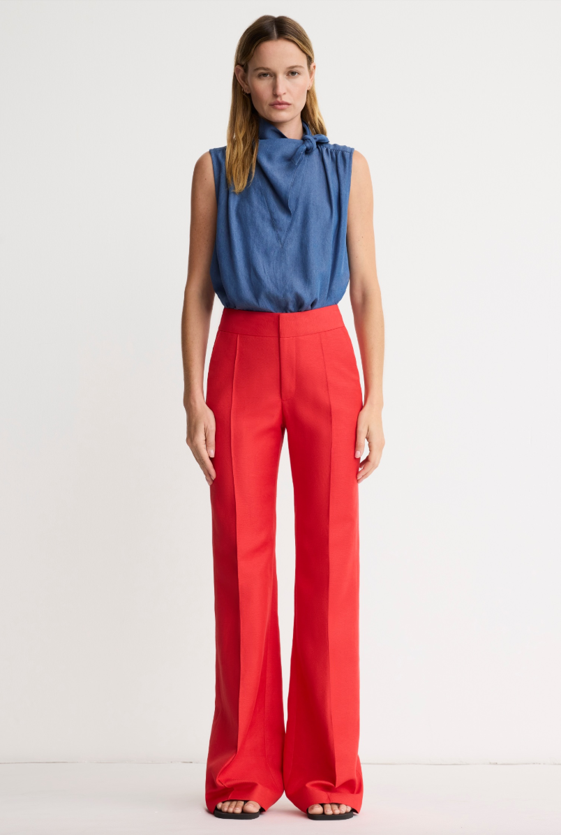 Wide Leg Pintuck Trouser
