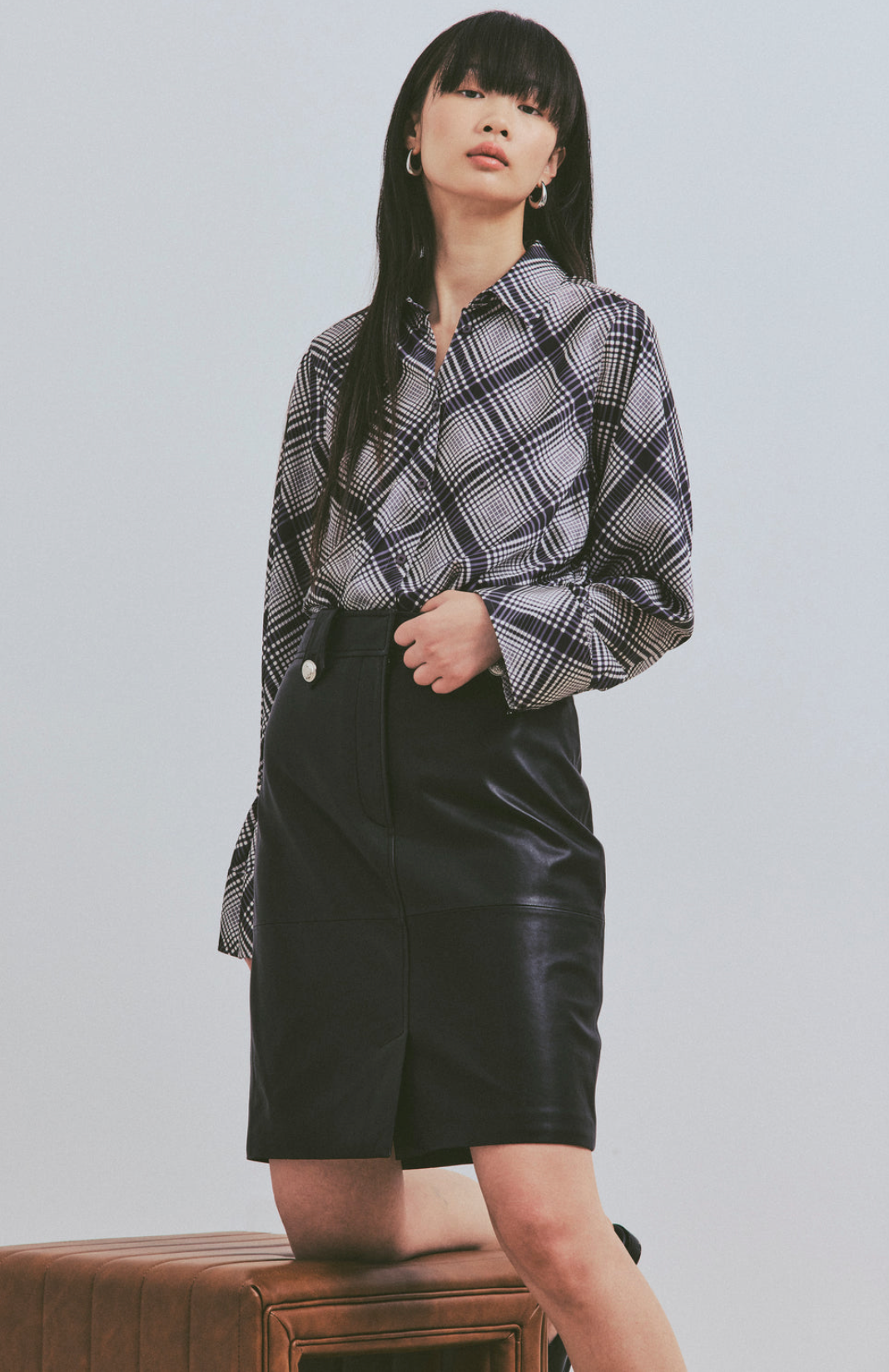 Wesley Lattice Drift Crepe Back Satin Shirt